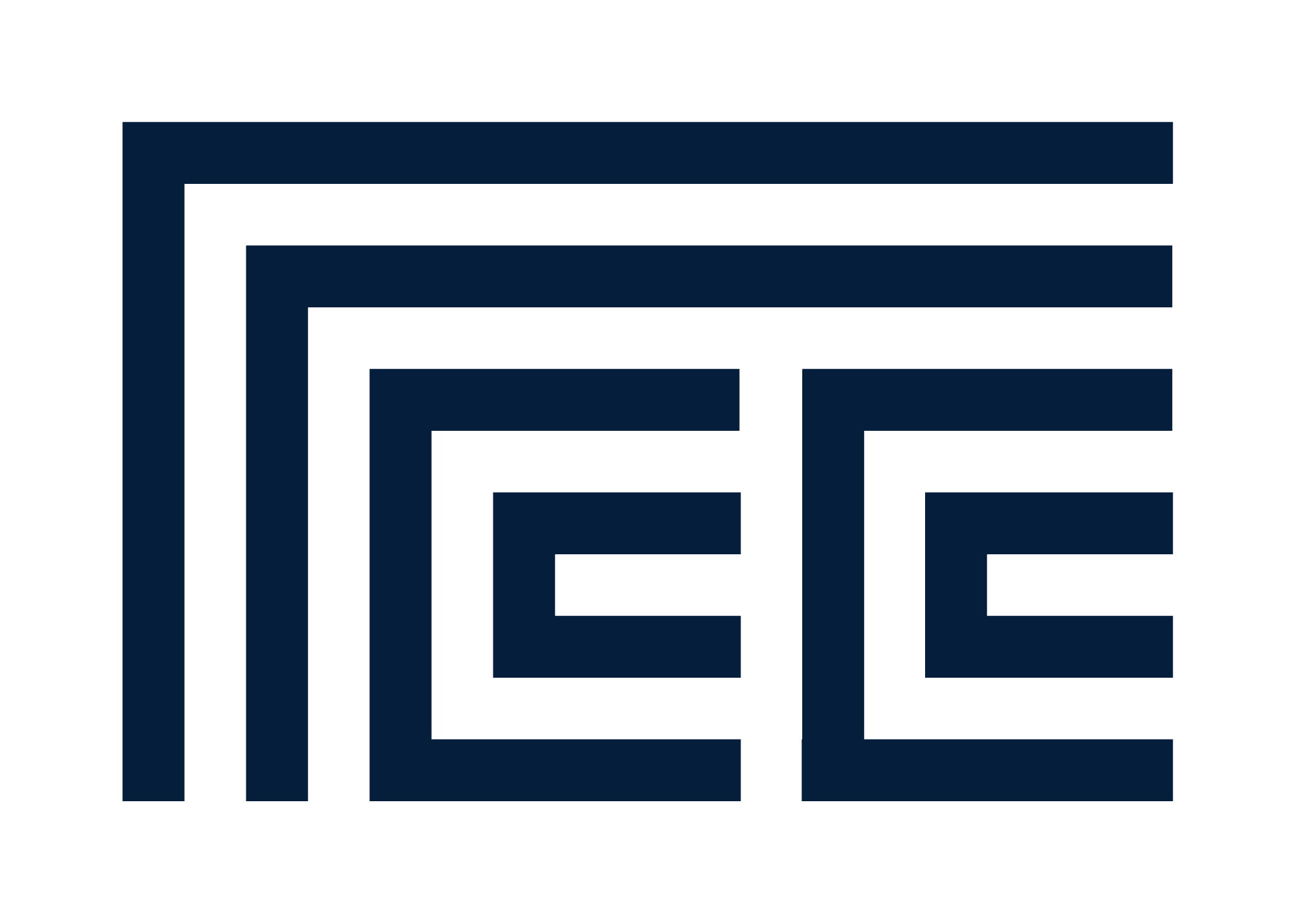 Facebook logo with a dark blue background and stylized the letters 'F' and 'E'.
