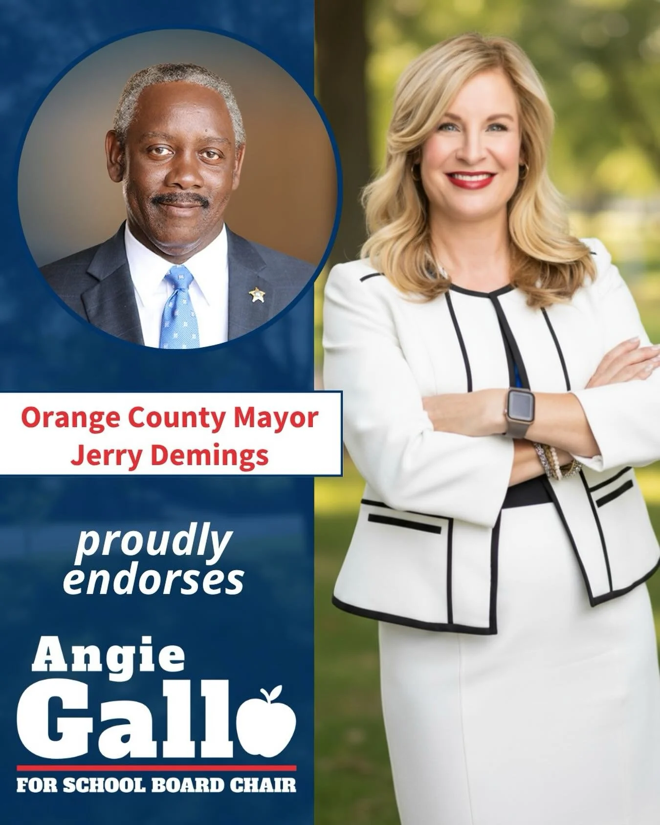 ENDORSEMENT ALERT: &ldquo;Angie Gallo is the clear choice for the next Orange County School Board Chair. With two terms of experience in District 1 and high-level leadership roles with the Florida School Boards Association and the Florida PTA, she st