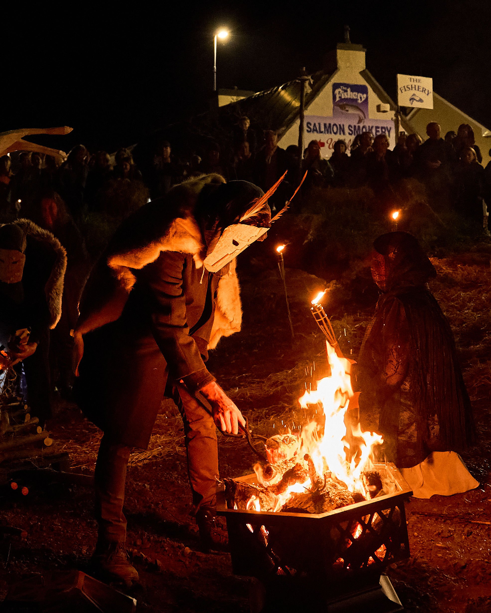 Ancestral Effigy made by Phil McSweeney of Tralee, in the procession on Halloween night. Grilse Gallery in Killorglin, Co Kerry. An Feile Eile, Halloween Festival.