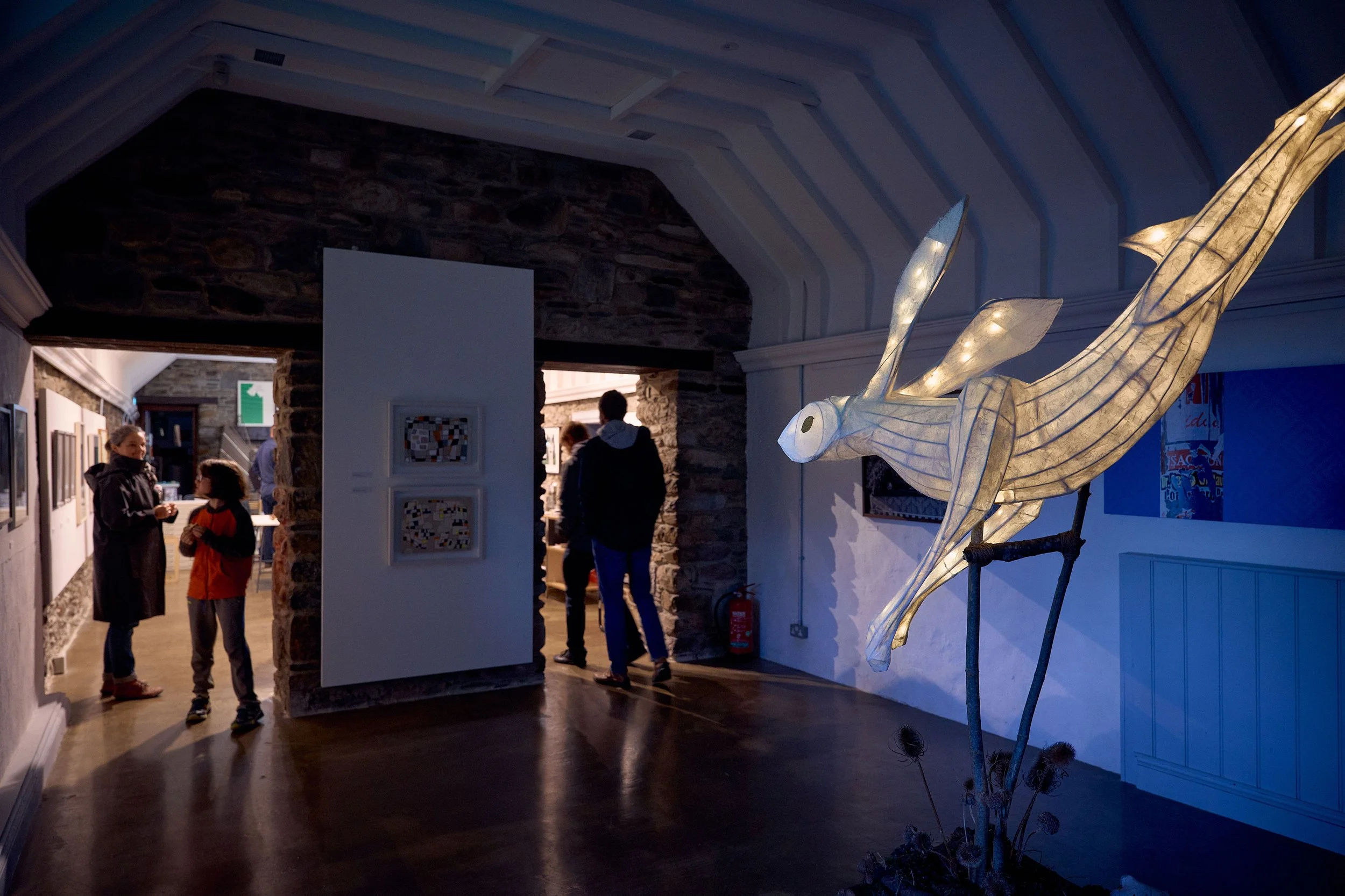 Ancestral Effigy made by Phil McSweeney of Tralee, lit up at the Grilse Gallery in Killorglin, Co Kerry. An Feile Eile, Halloween Festival