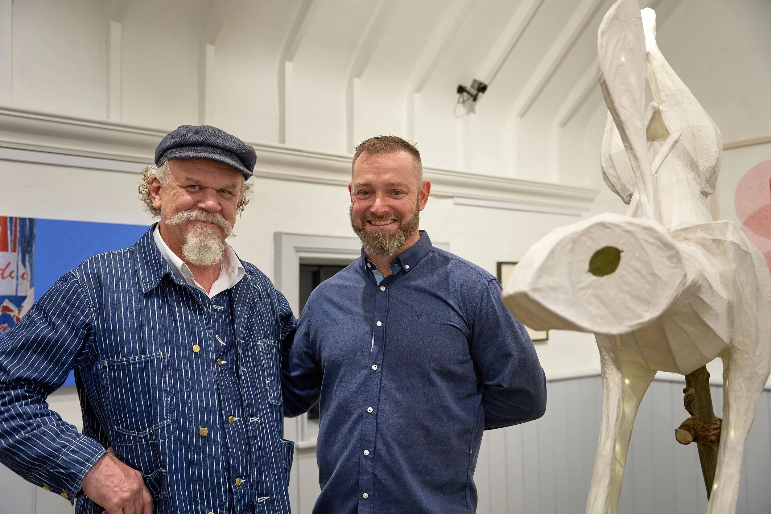 John C. Reilly and Phil McSweeney pictured next to the Ancestral Effigy in Grilse Gallery in Killorglin, Co Kerry. An Feile Eile, Halloween Festival