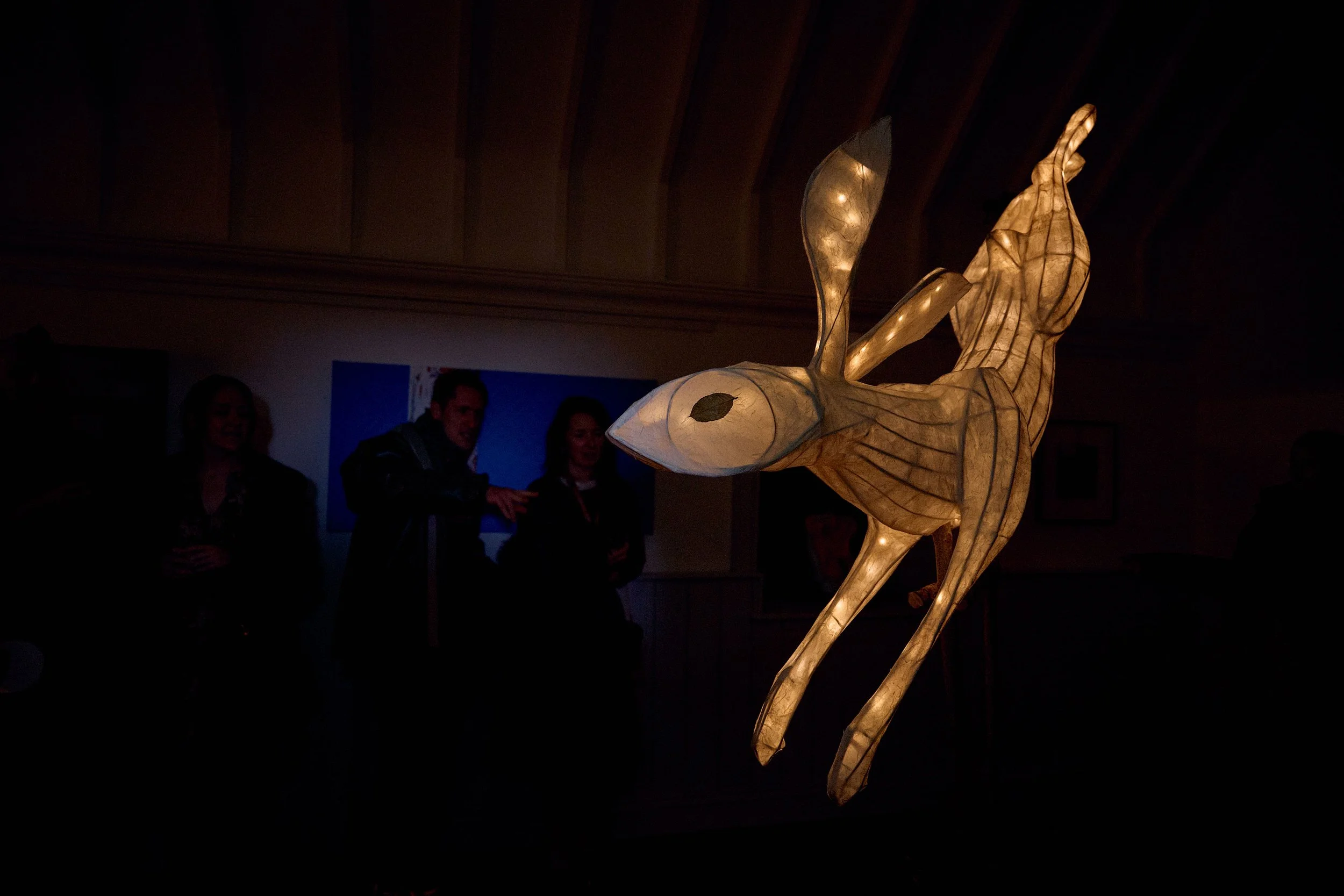 Ancestral Effigy made by Phil McSweeney of Tralee, lit up at the Grilse Gallery in Killorglin, Co Kerry. An Feile Eile, Halloween Festival