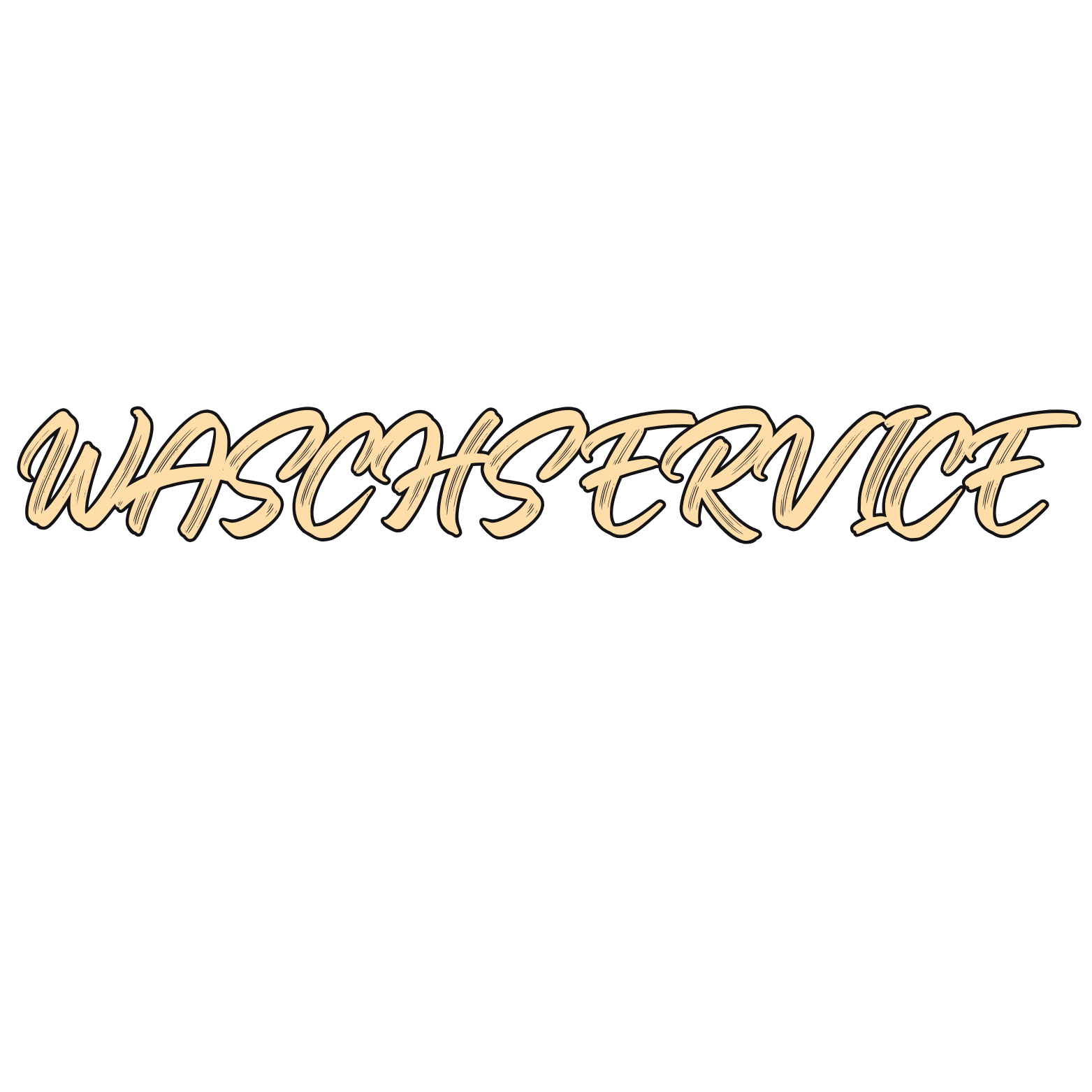 Schriftzug mit dem Wort 'Waschservice' in kalligraphischer Schrift auf schwarzem Hintergrund.