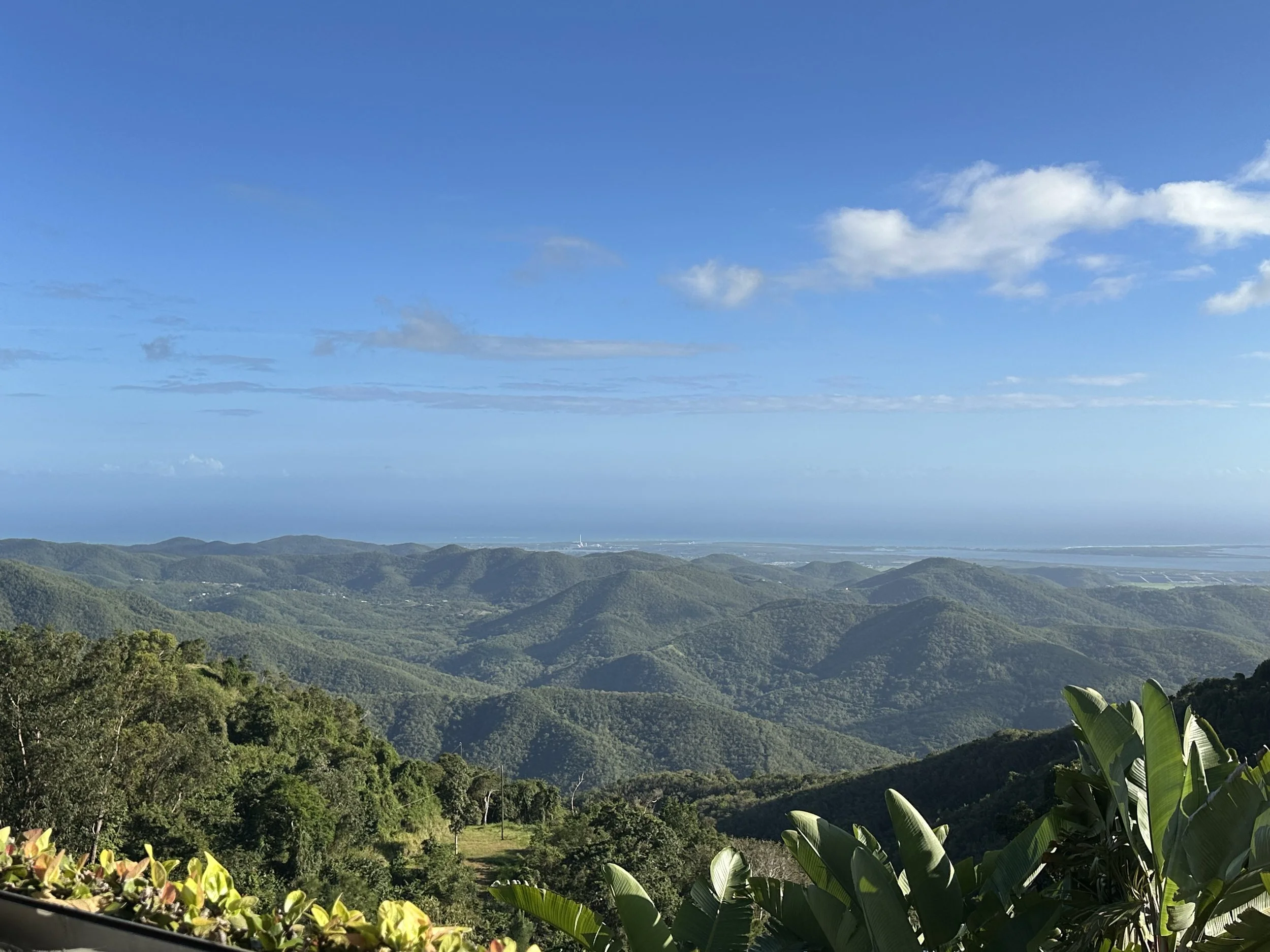 Picture of mountains, ocean, sky