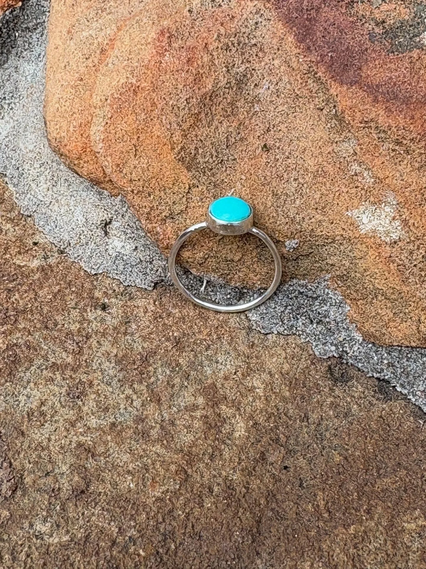 Just finished this small dainty sterling silver turquoise ring.  Perfect to add to stackable rings or wear by itself.  I&rsquo;ve added this ring to my new website.  #jewelry #ring #turquoise