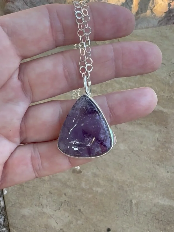 My newest creation, an Amethyst stone set in sterling silver.  #jewelry #amethyst #naturalstone #sterlingsilverjewellery