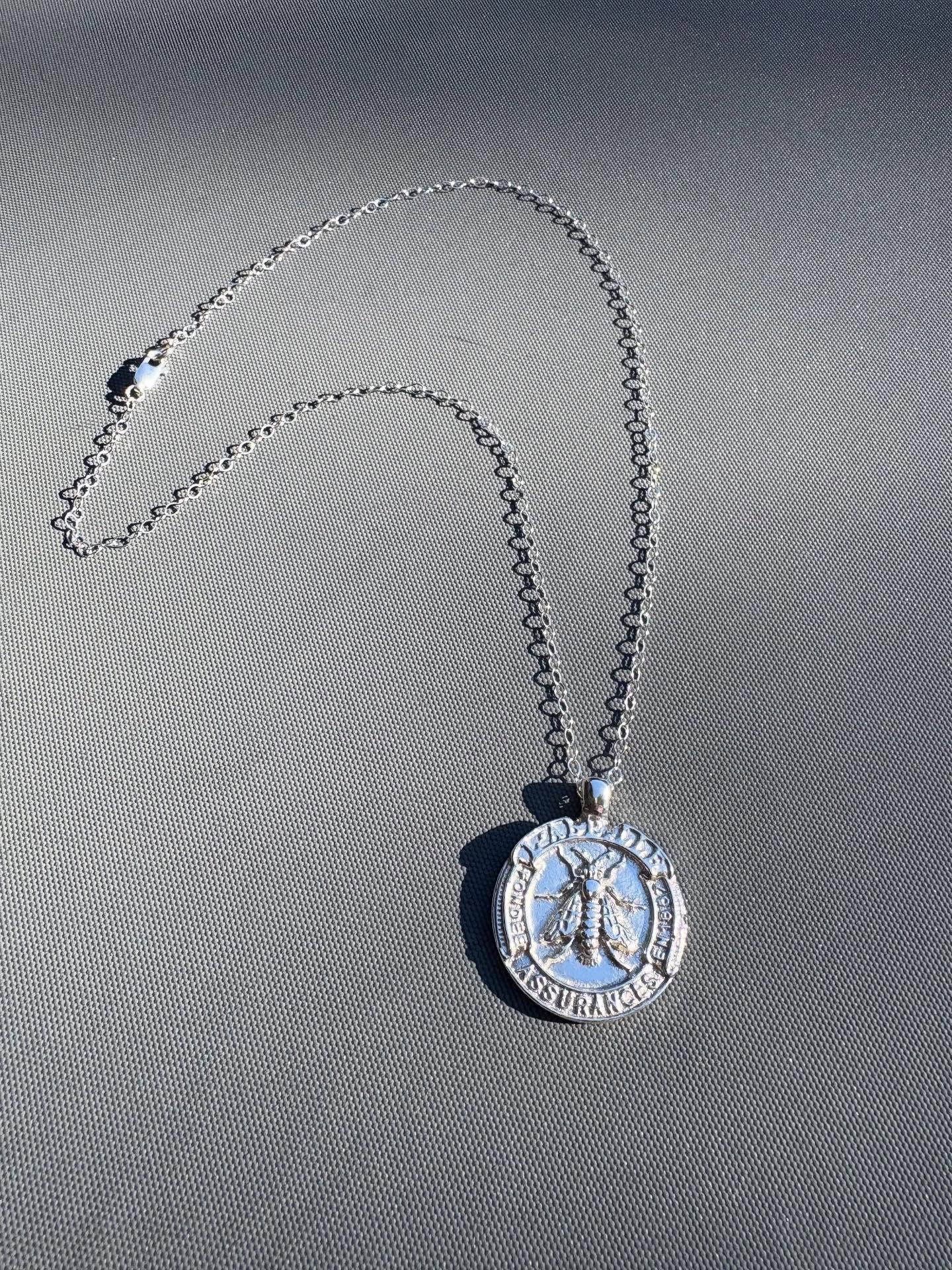 Just handcrafted this Sterling Silver Honey Bee Necklace.  The Pendant is solid Sterling Silver.  Check it out on my website.  #jewelry #Sterling-silver #honeybee