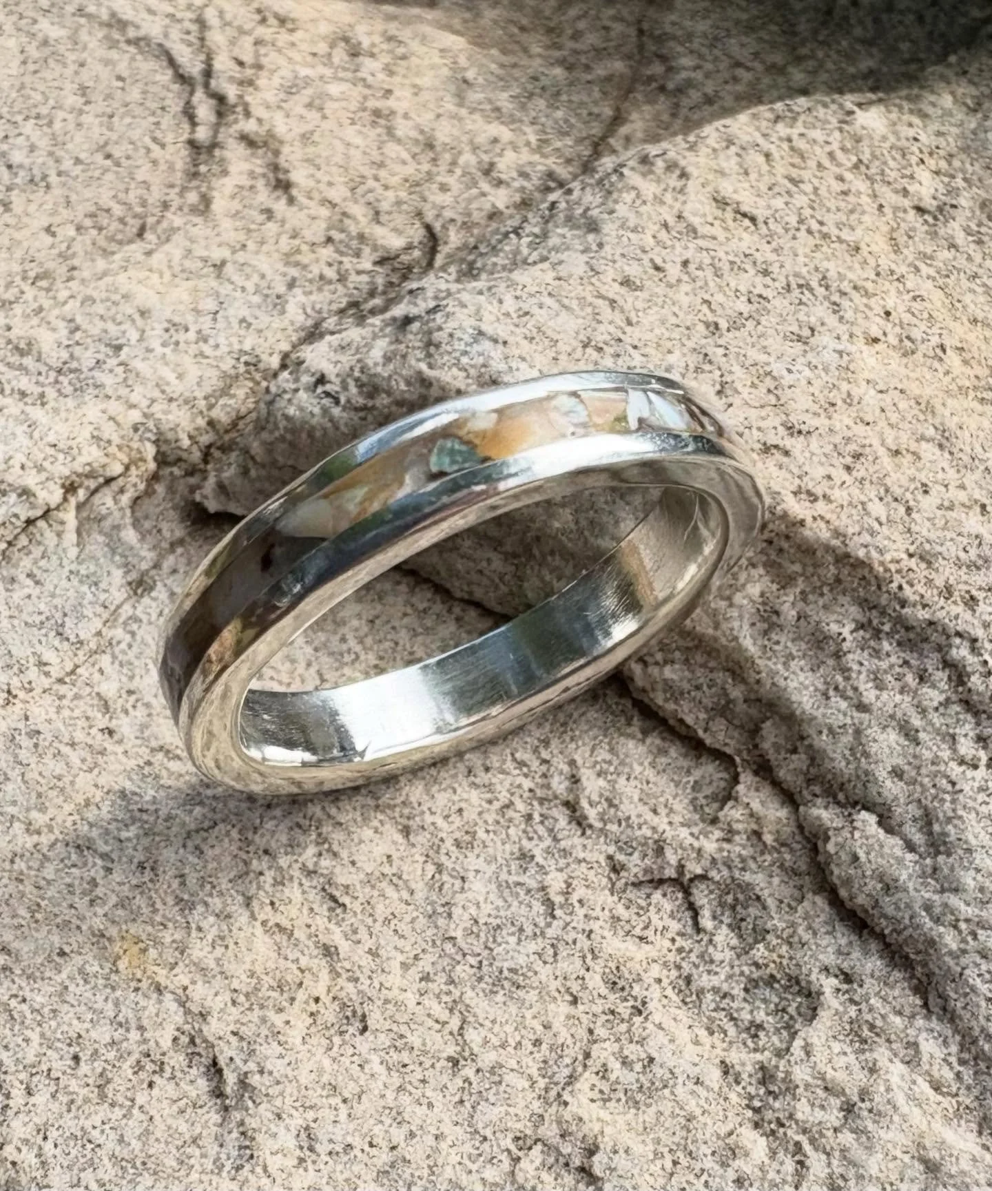 A couple of new items i just finished.  Sterling Silver Band with Abalone &amp; Mother of Pearl Inlay and a Sterling Silver Moonstone Pendant Necklace.  Just added them to my website.