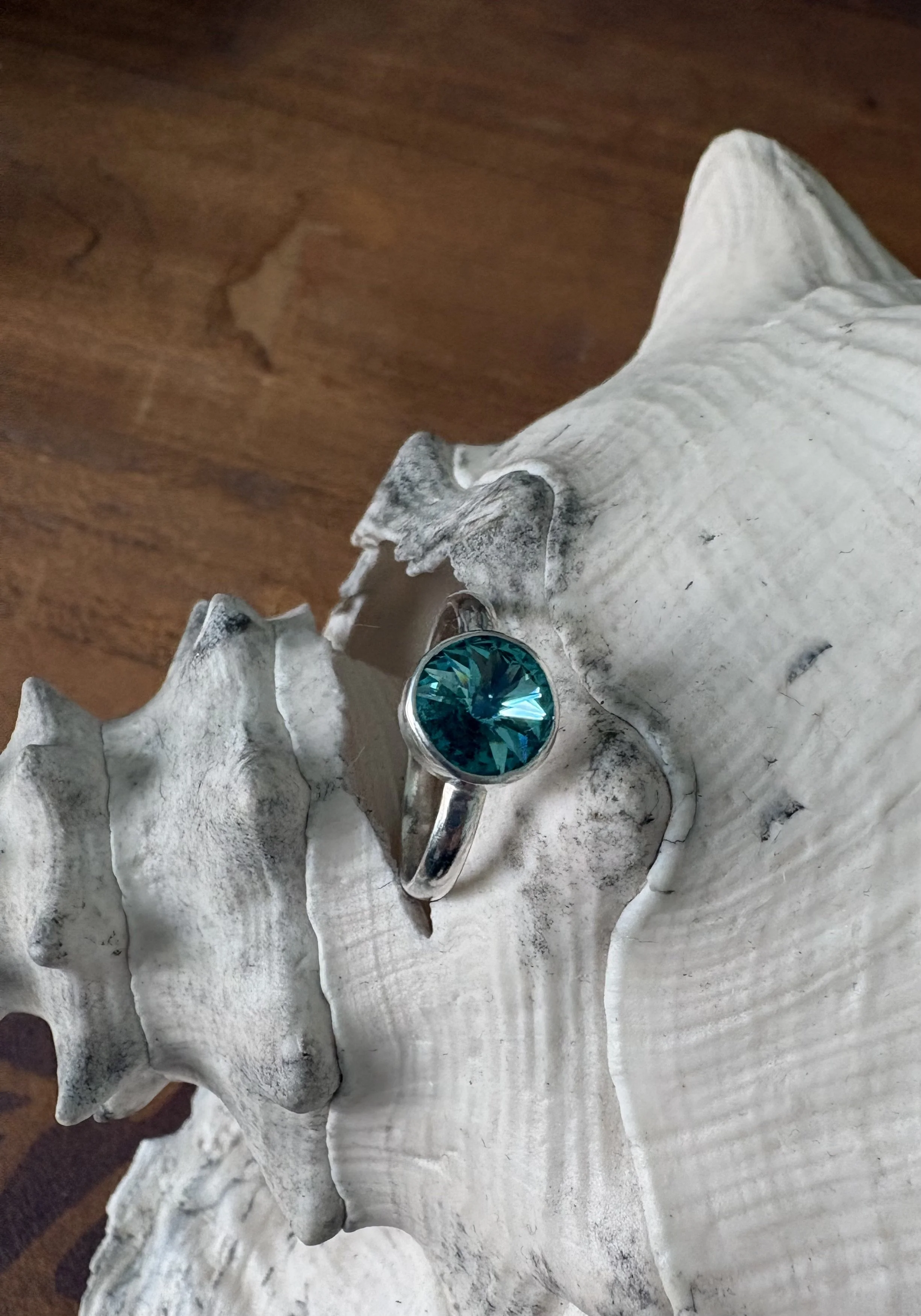 Elegant Light Turquoise Gemstone Sterling Silver Ring