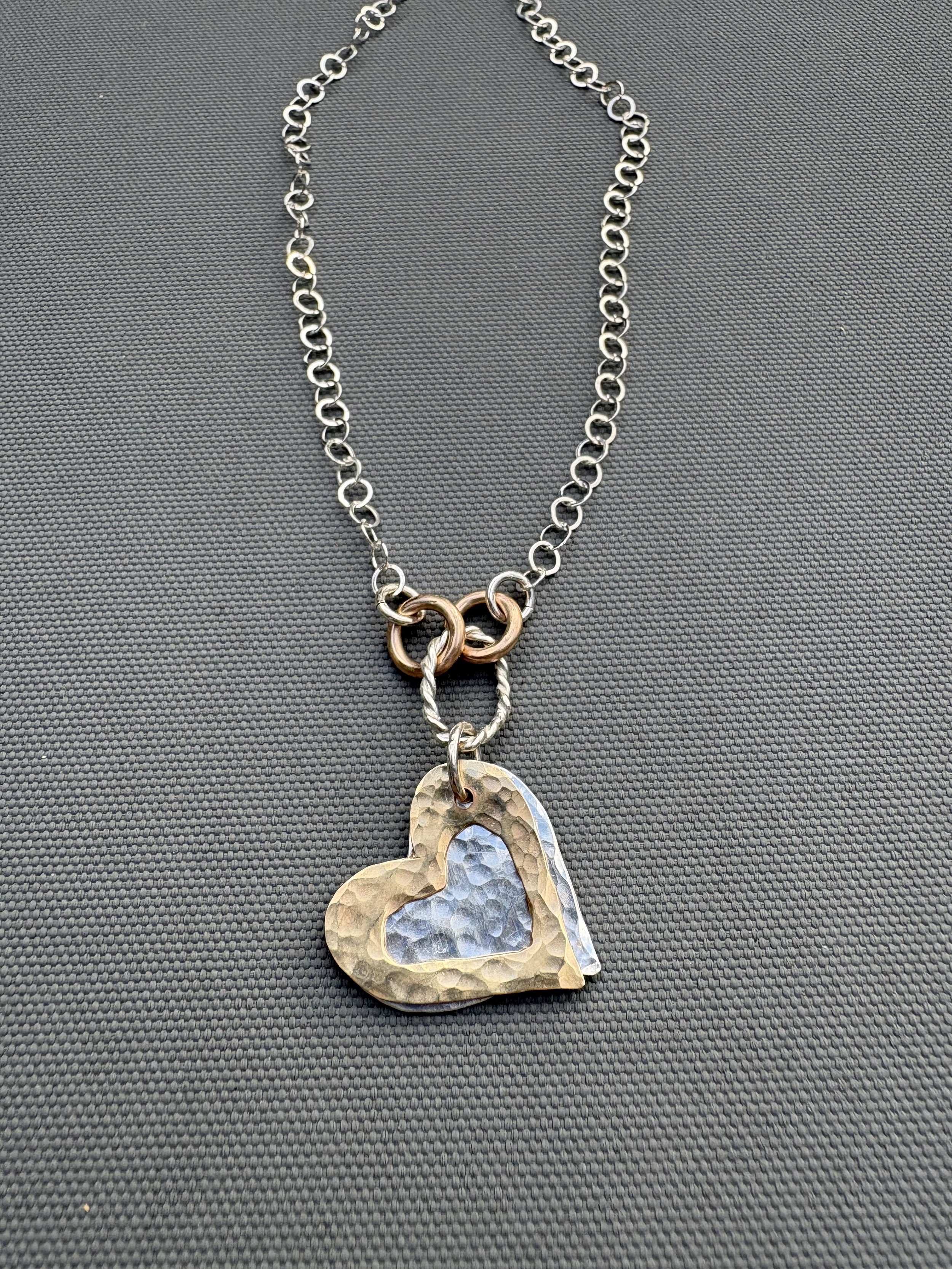 Sterling Silver & Bronze Heart Necklace