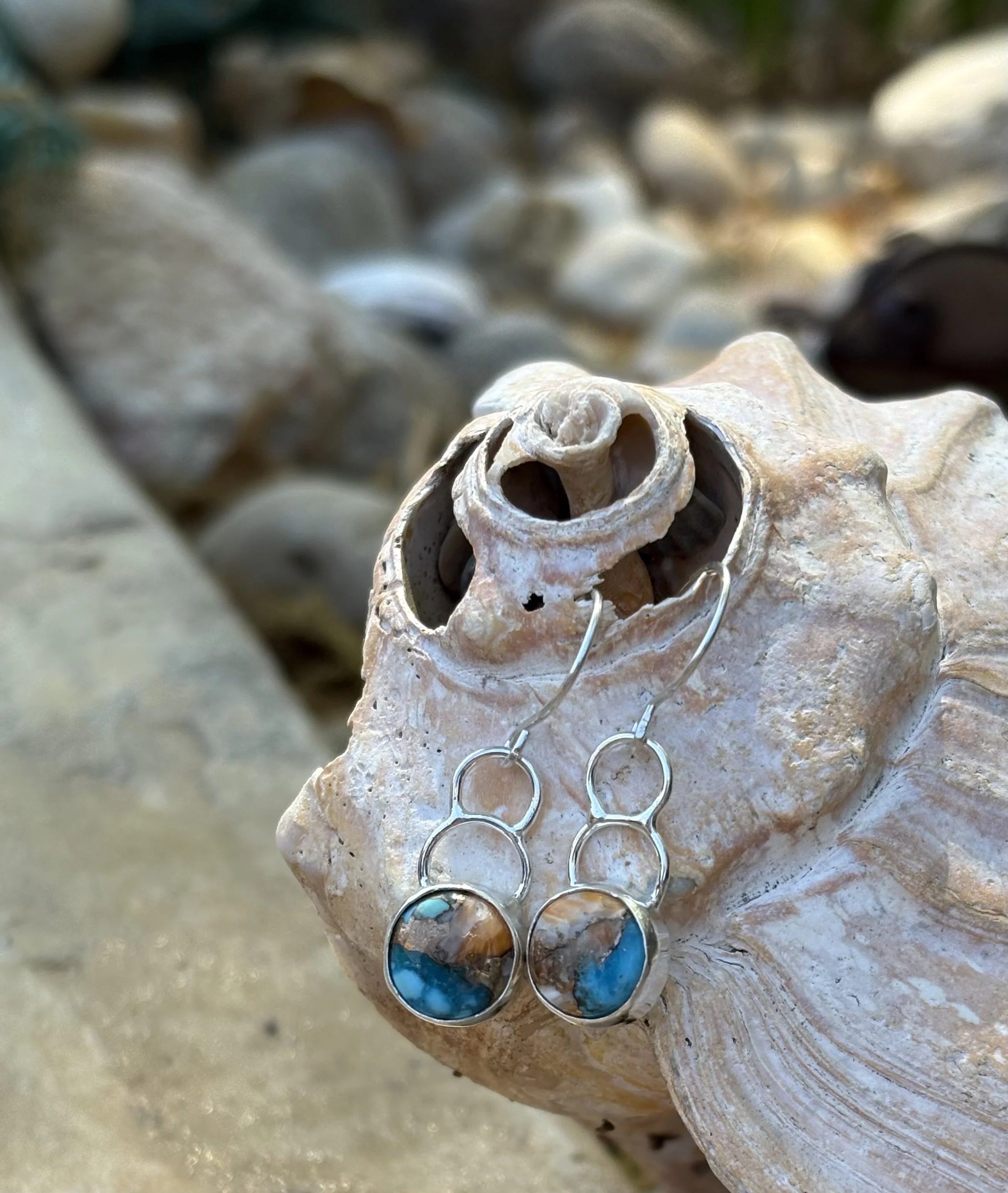 Sterling Silver Earrings with Turquoise Inlay