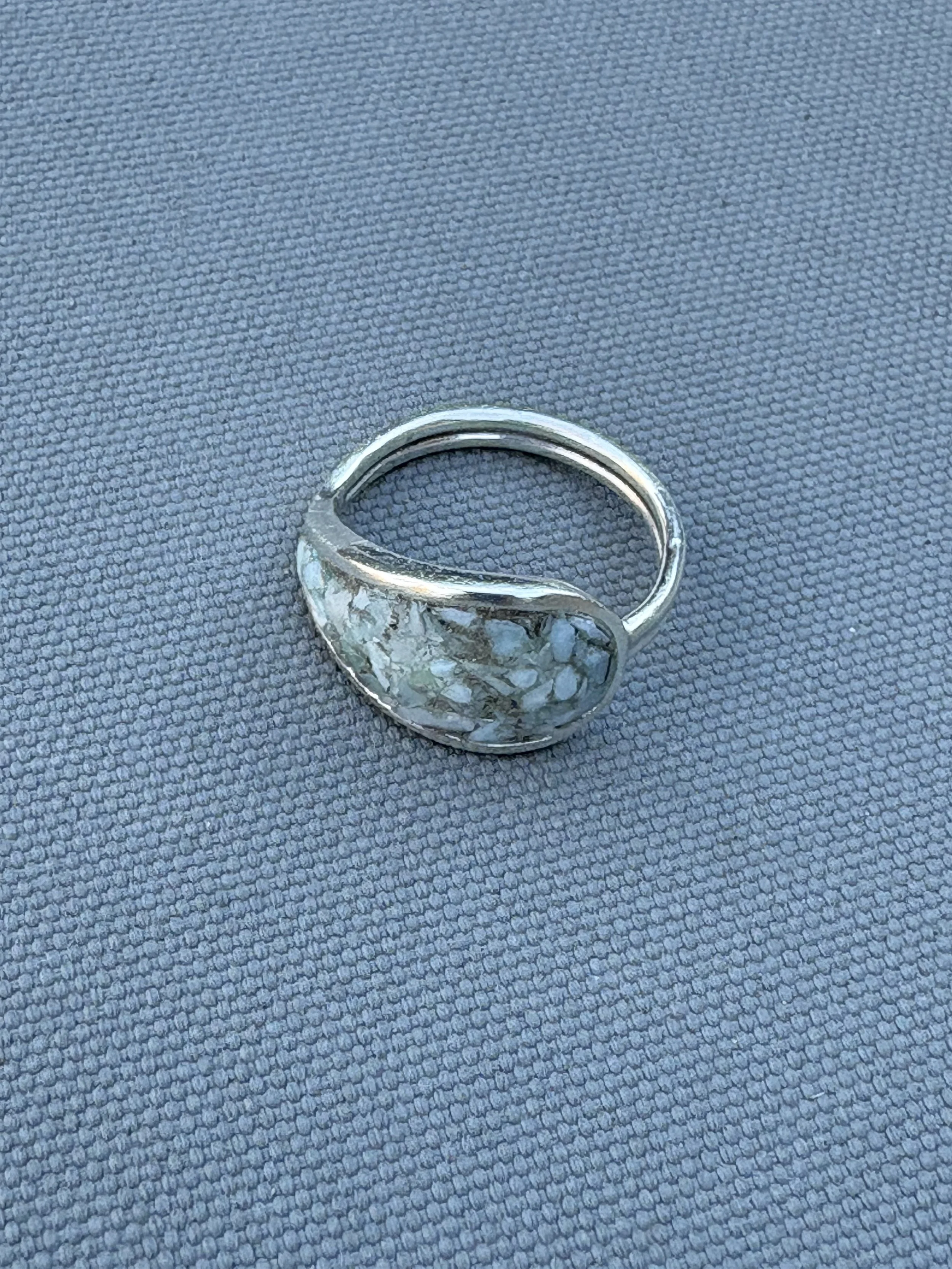 Sterling Silver Tear Drop Ring Shown in Larimar Inlay