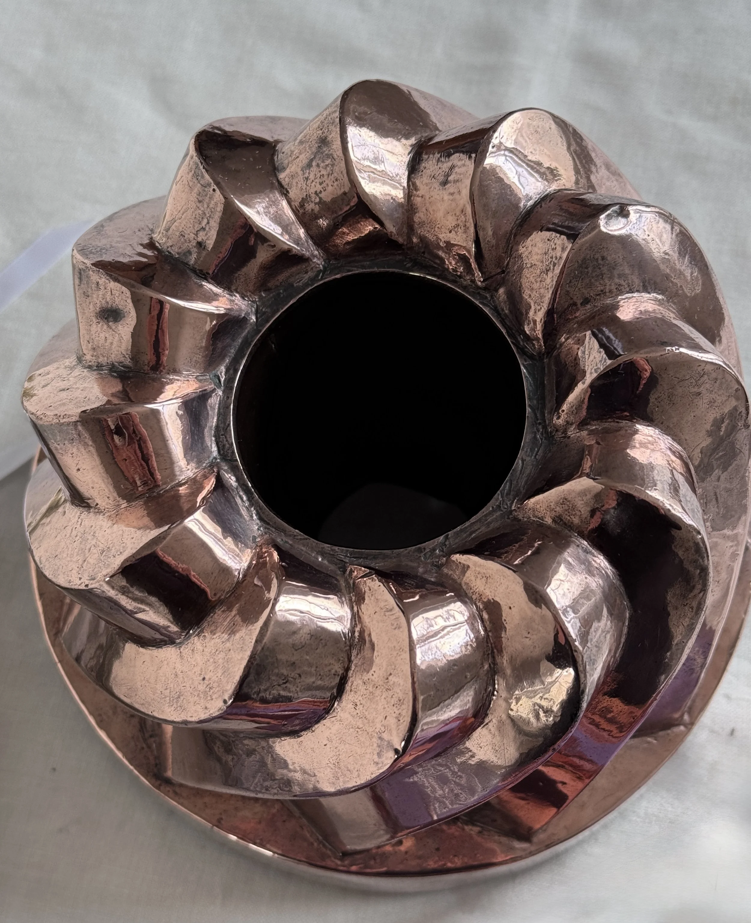 Late 19th-Century French Copper Turban Mold (Moule a Gateau), Tin-Lined