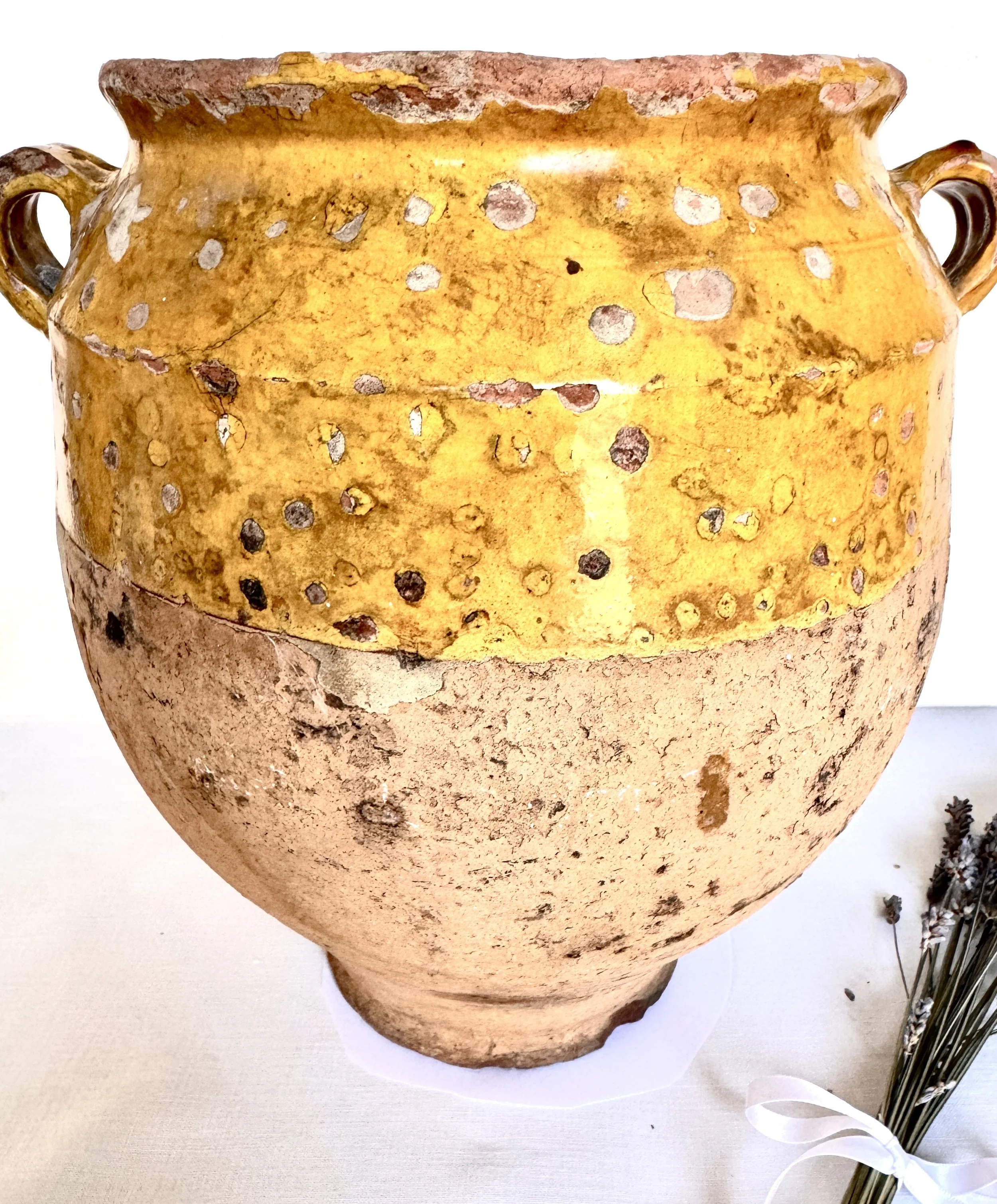 19th-Century French Confit Pot With Ochre-Mustard Glaze (Provence)
