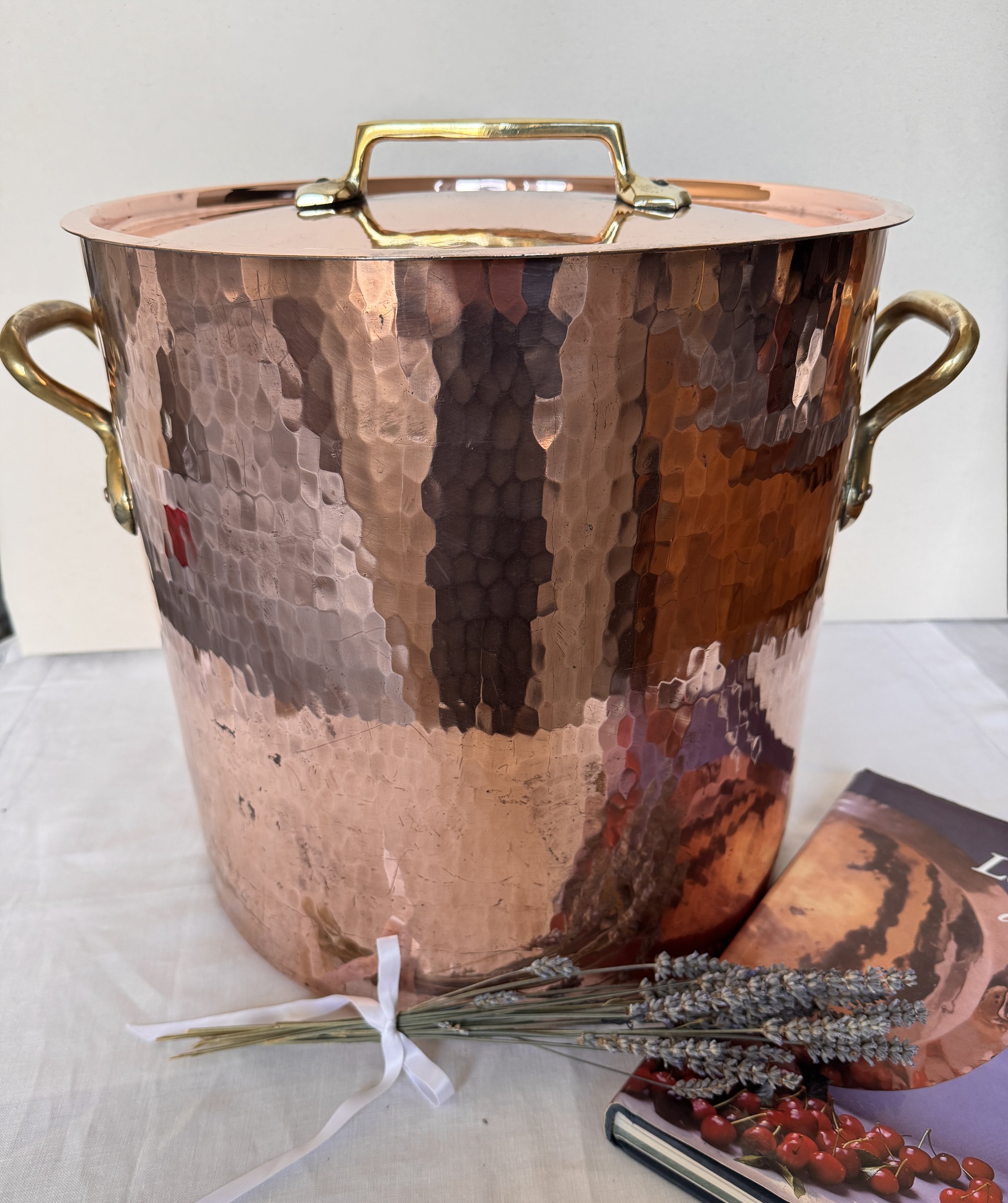Monumental Commercial-Scale French Copper Stock Pot With Lid - 31.2 lb