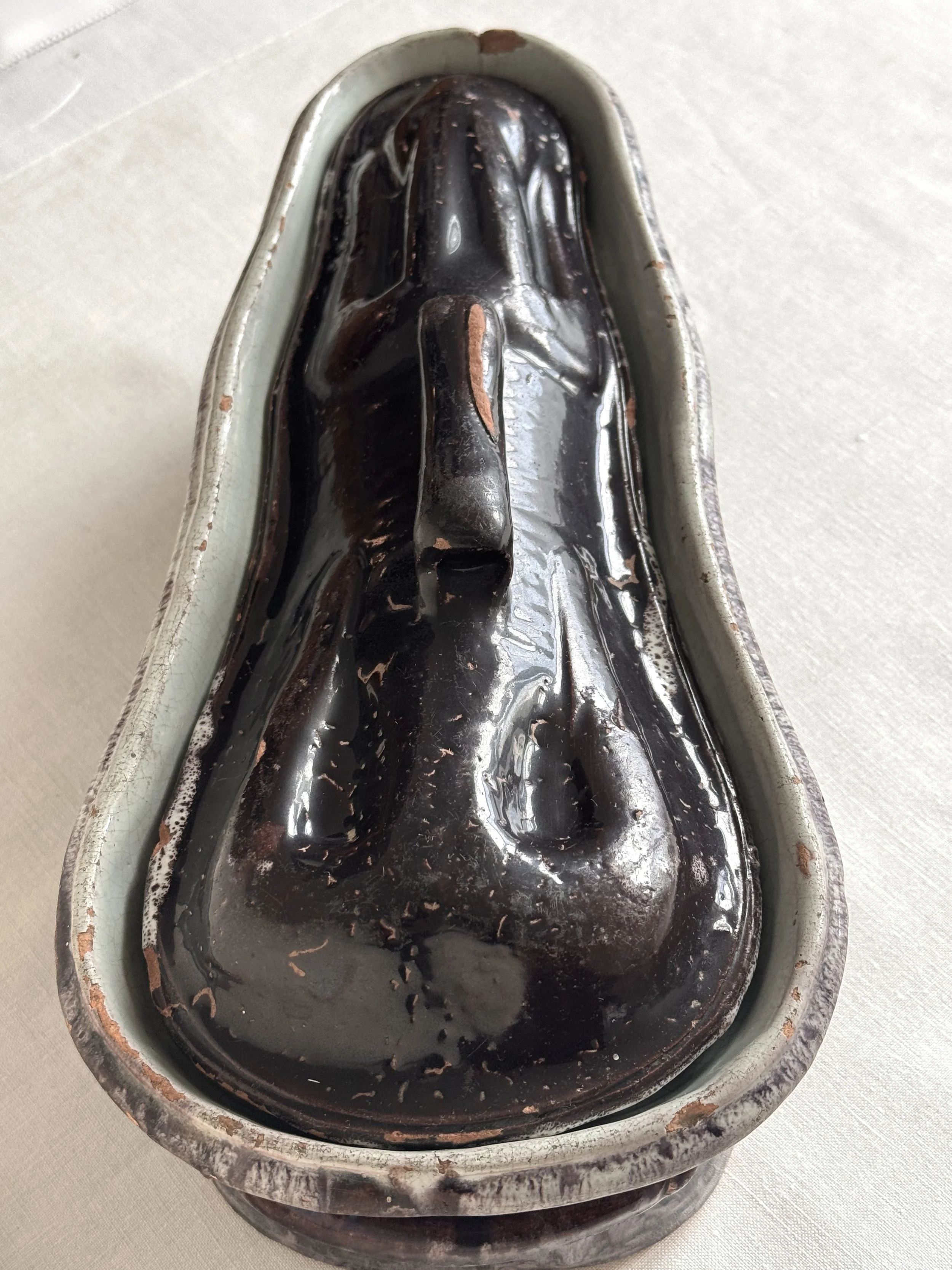 Rare 19th-Century French Terrine Lapin with Fleur-de-lis Motif On the Exterior