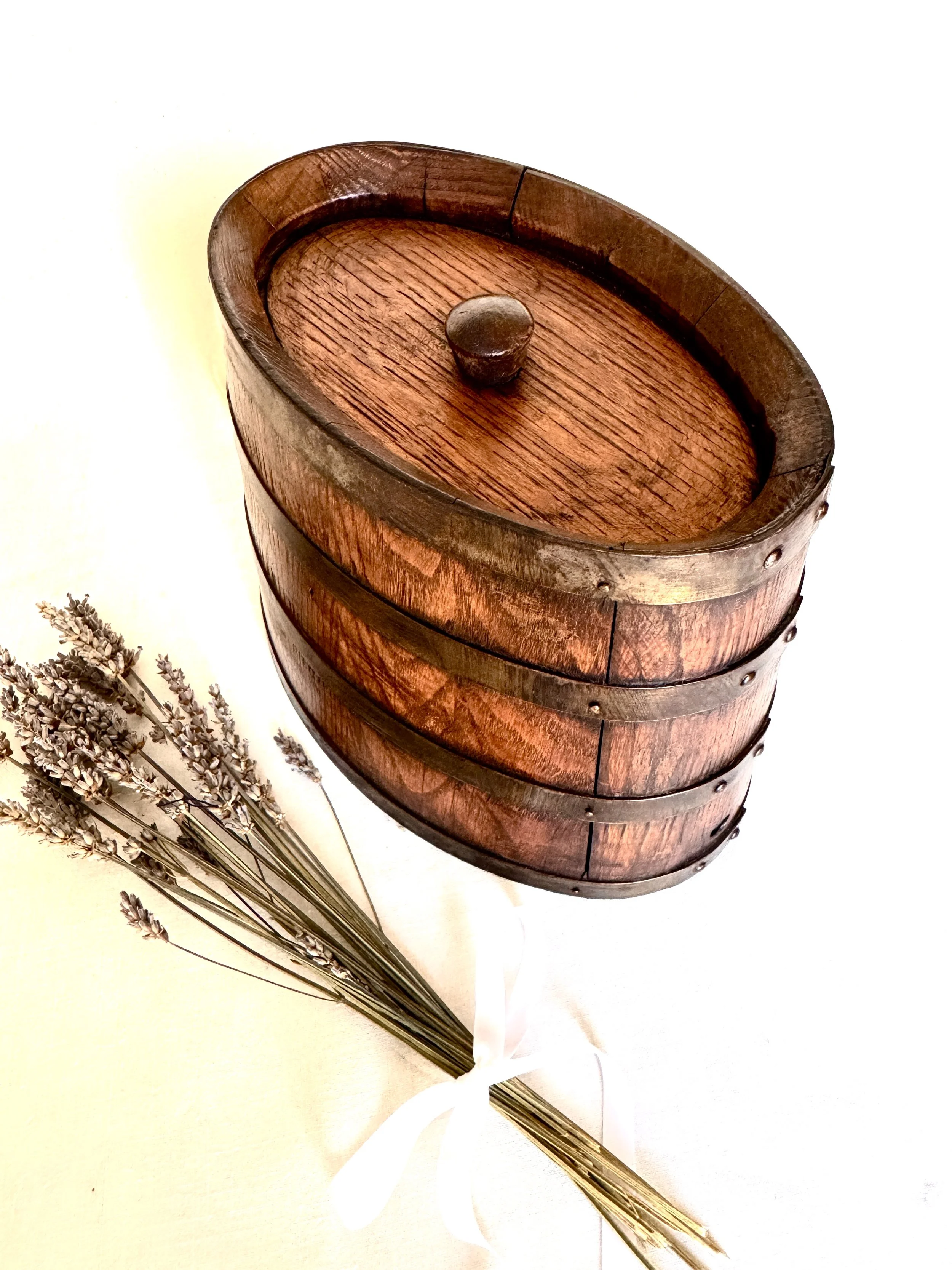 19th Century French Coopered Oak & Iron Keg