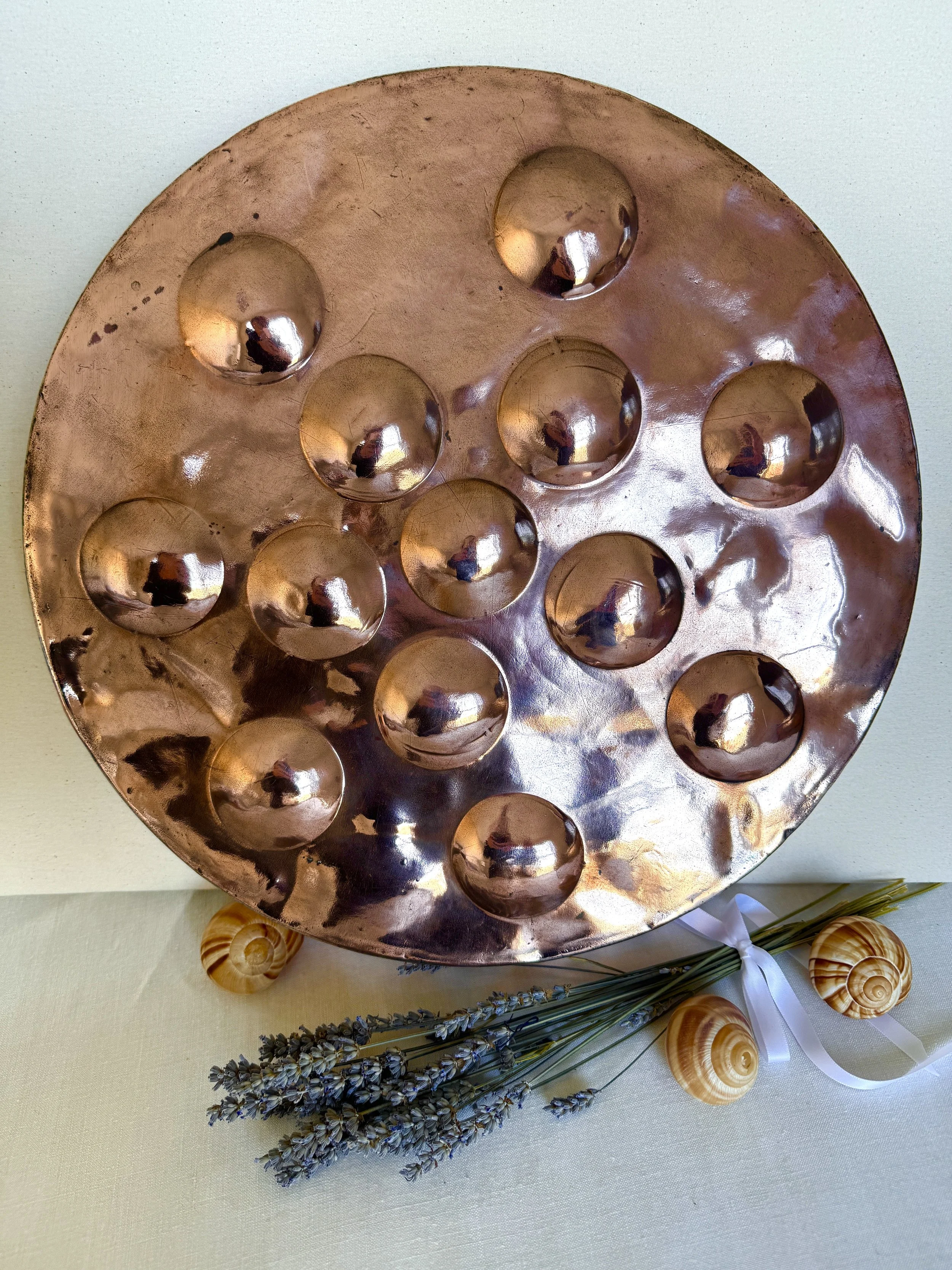 19th-Century French Copper Twelve-Well Service Platter
