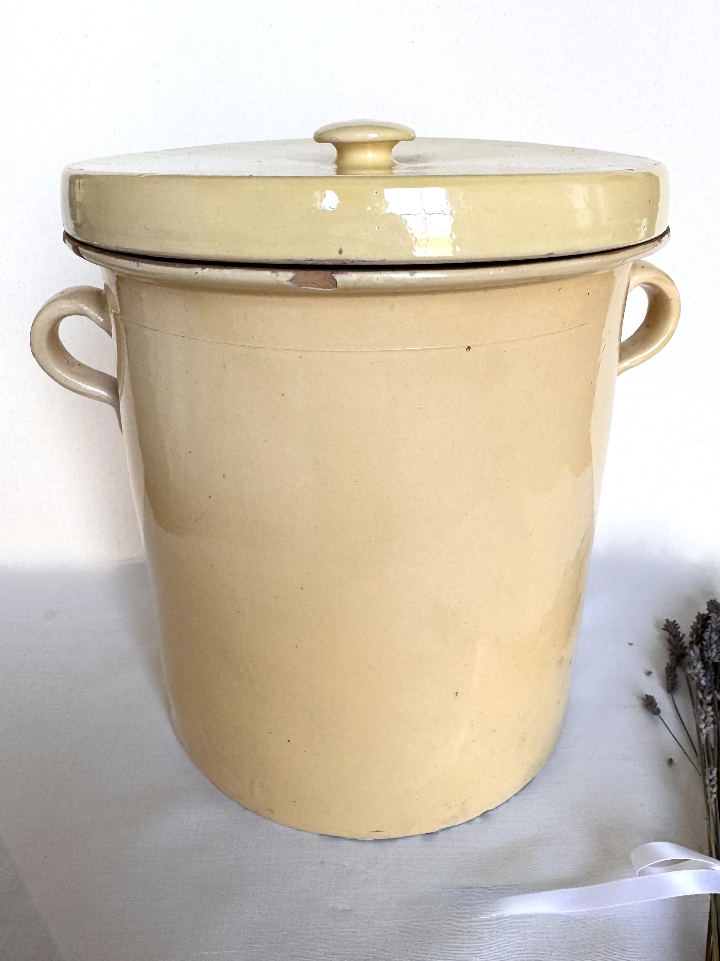 19th-Century French Terracotta Confit Pot with Original Lid