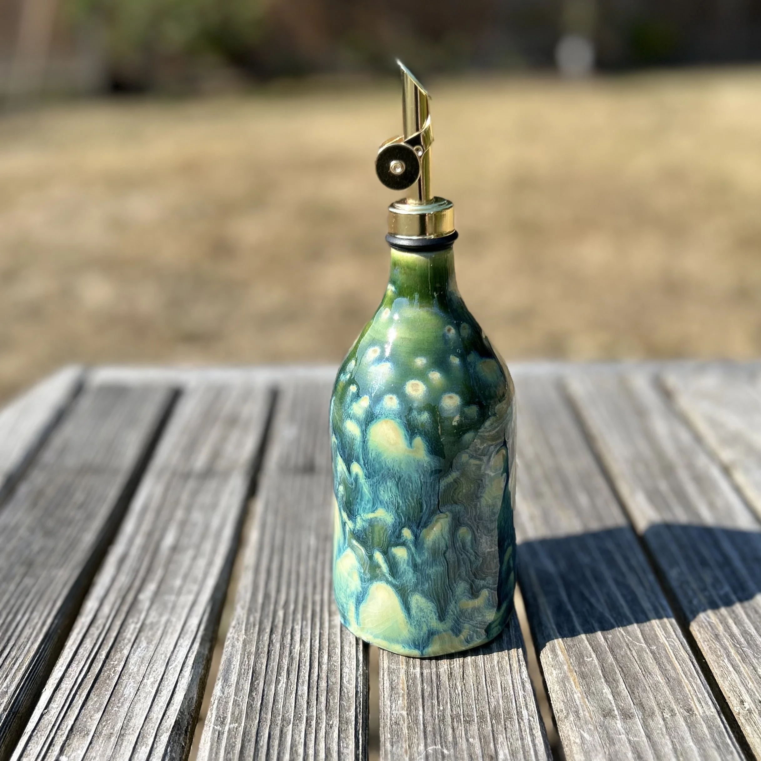 Oil Decanter in Speckled Olive