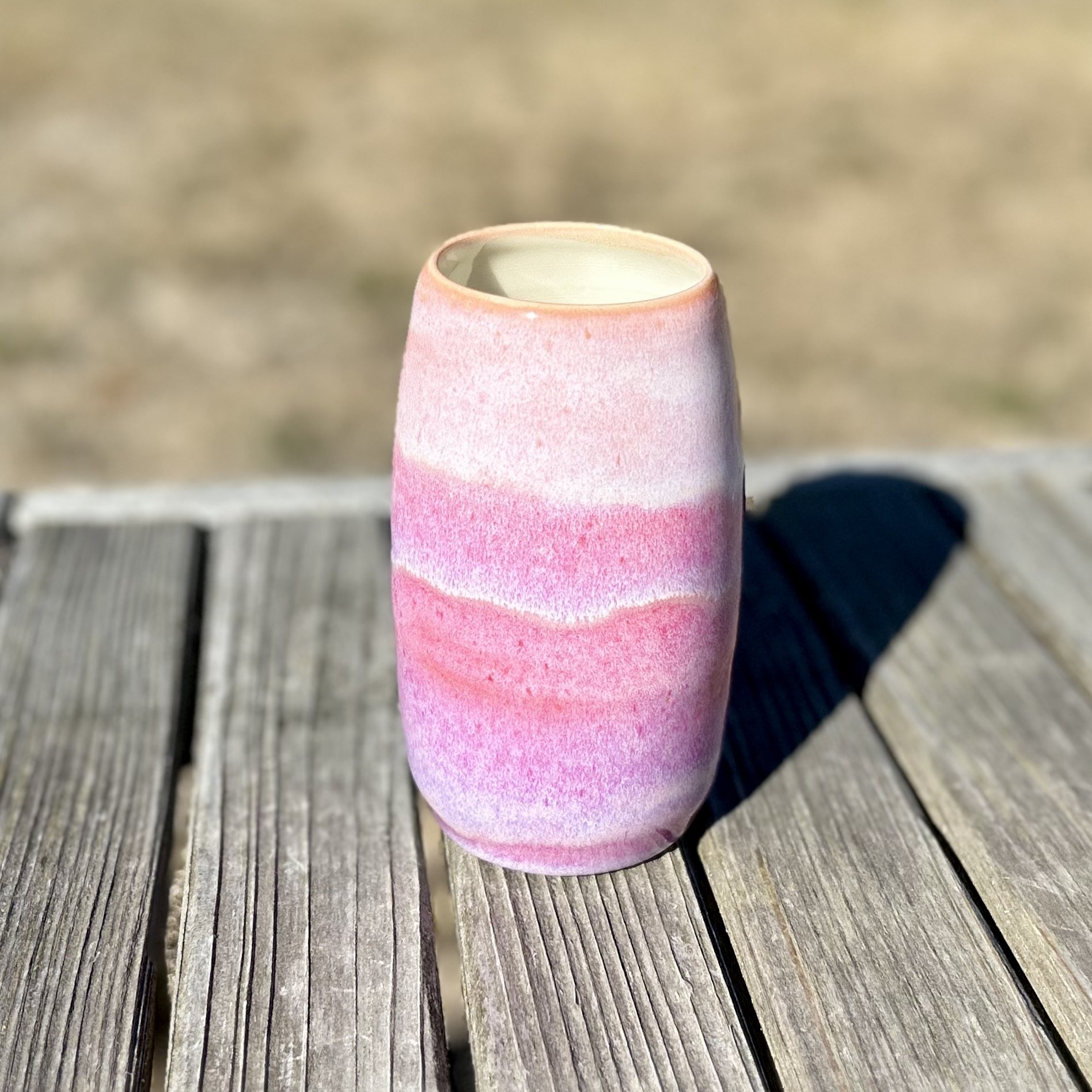 Tall Vase in Orange, Pink, Purple