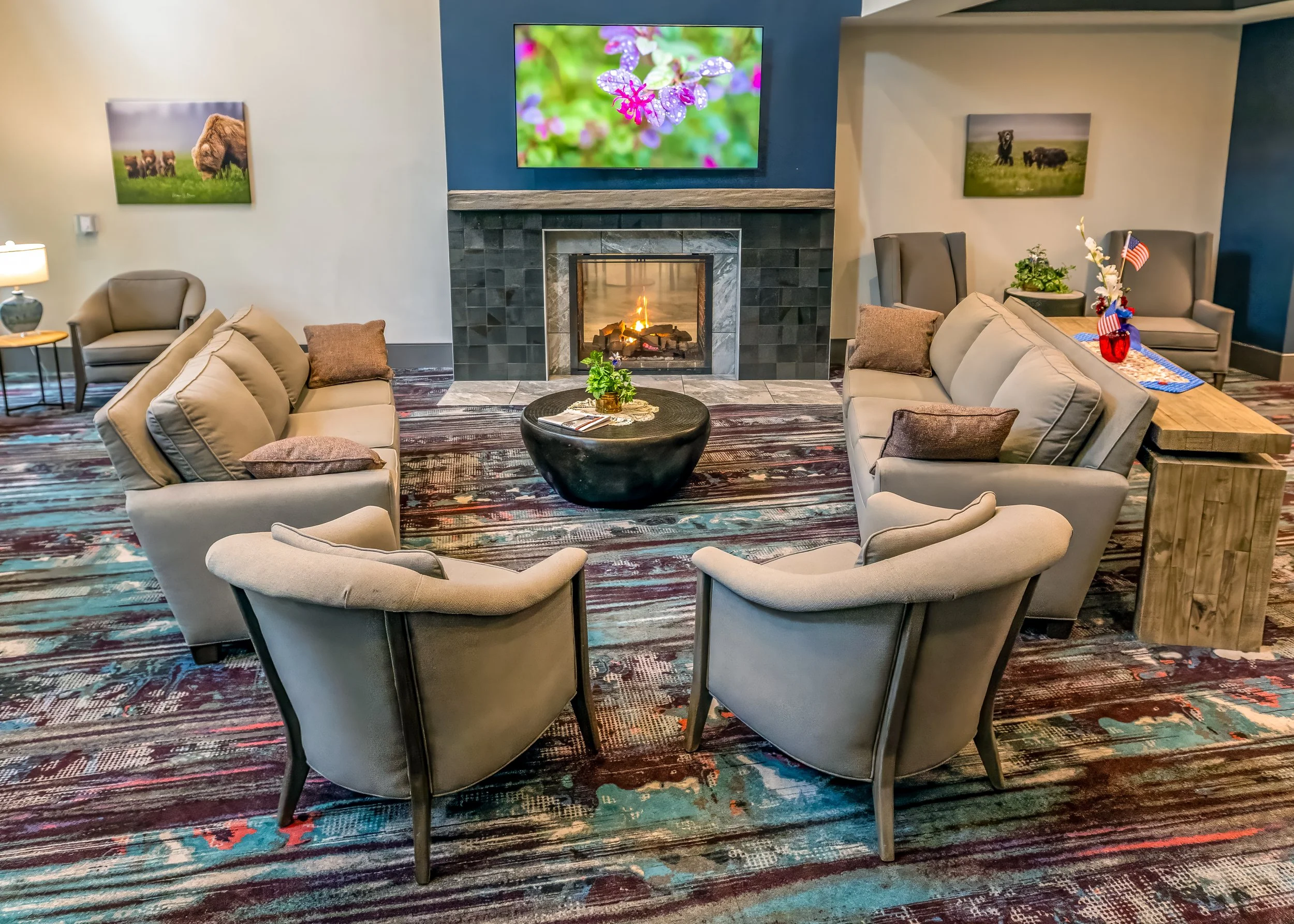 Cozy living room at Riverview Senior Living and Memory Care in Juneau Alaska