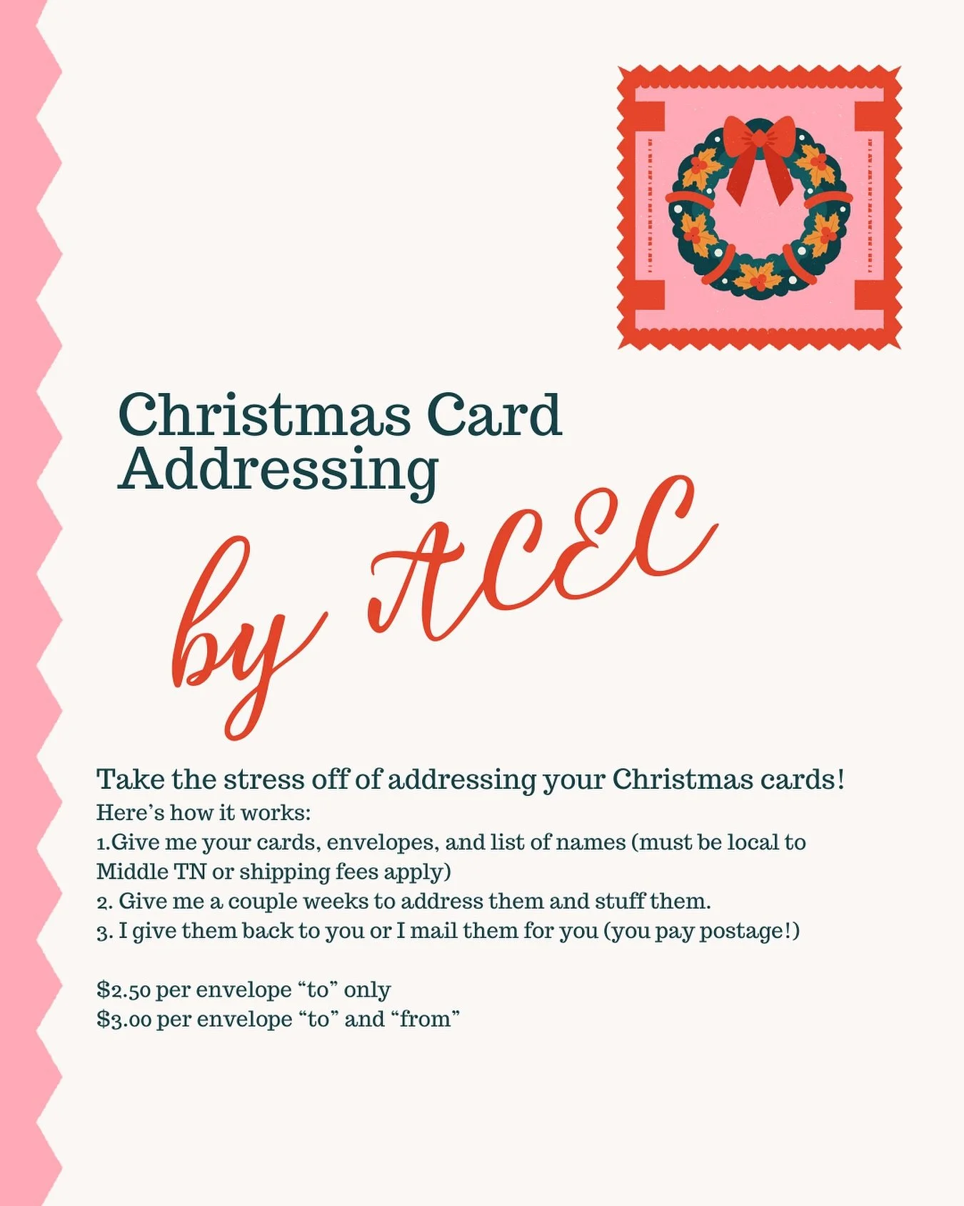 take one thing off your list this Christmas and allow me to address your Christmas cards! This is designed for those local to lower Middle TN (Williamson, Rutherford, and the surrounding areas) but I can ship if needed!
•
•
•
#Calligr