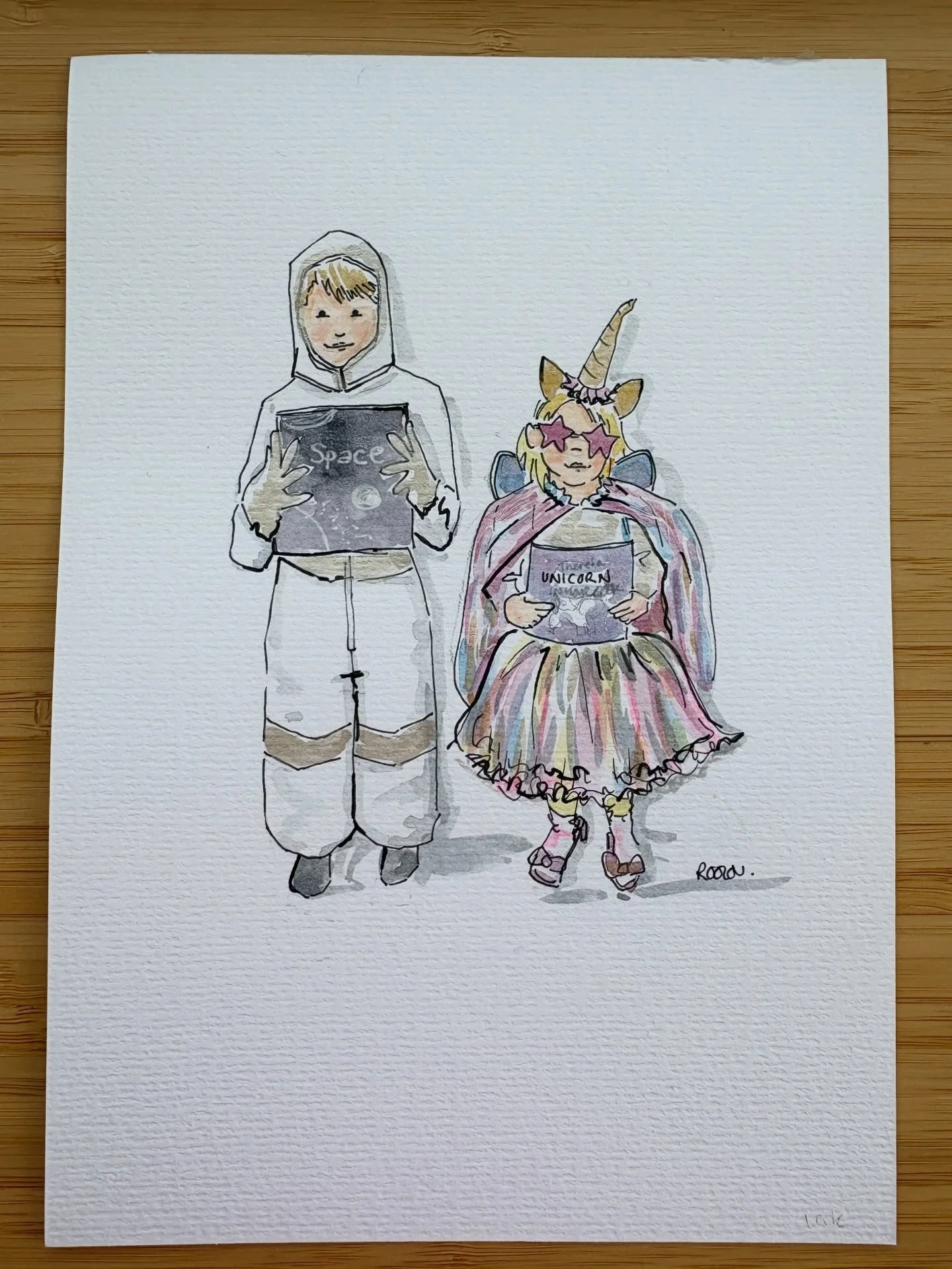 📖 World book day 📖 

A little watercolour illustration of my astronaut and unicorn fairy.. although she changed her mind to a pirate&hellip; which I would say suits her personality a lot more.. she&rsquo;s ruthless. 😅✨😂

I loved seeing all the ot
