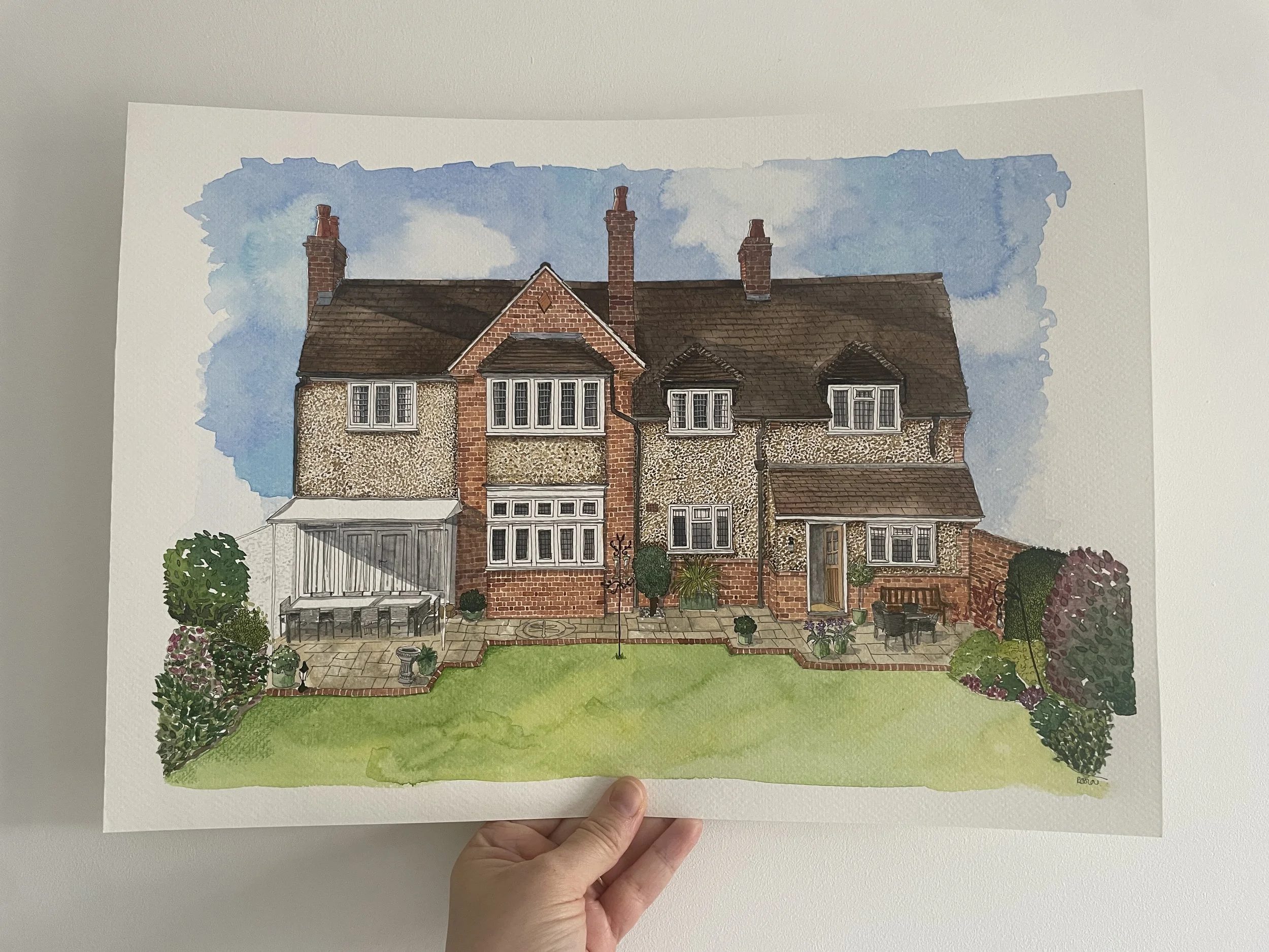 A3 watercolour house painting