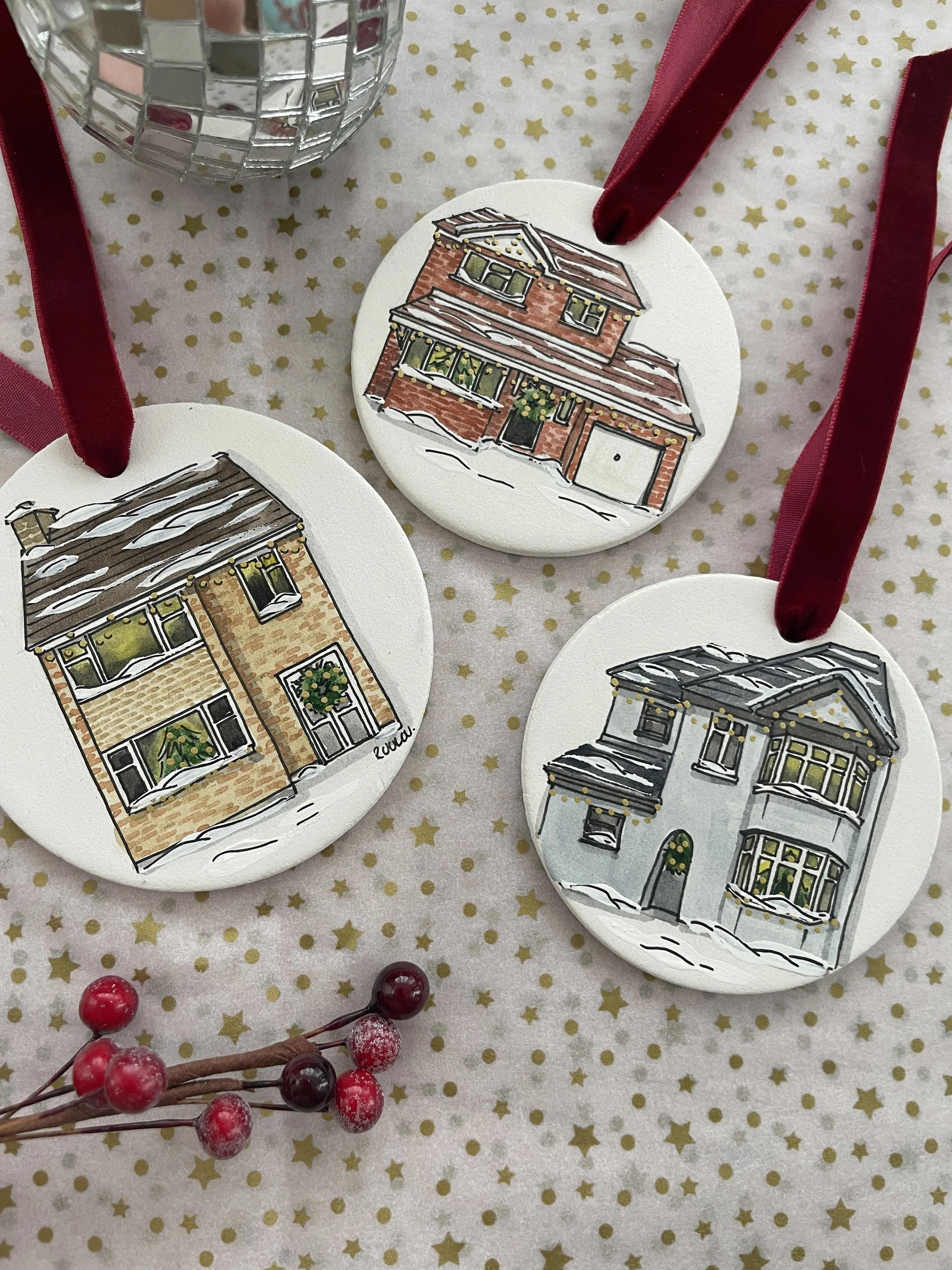 Hand painted christmas baubles.JPG