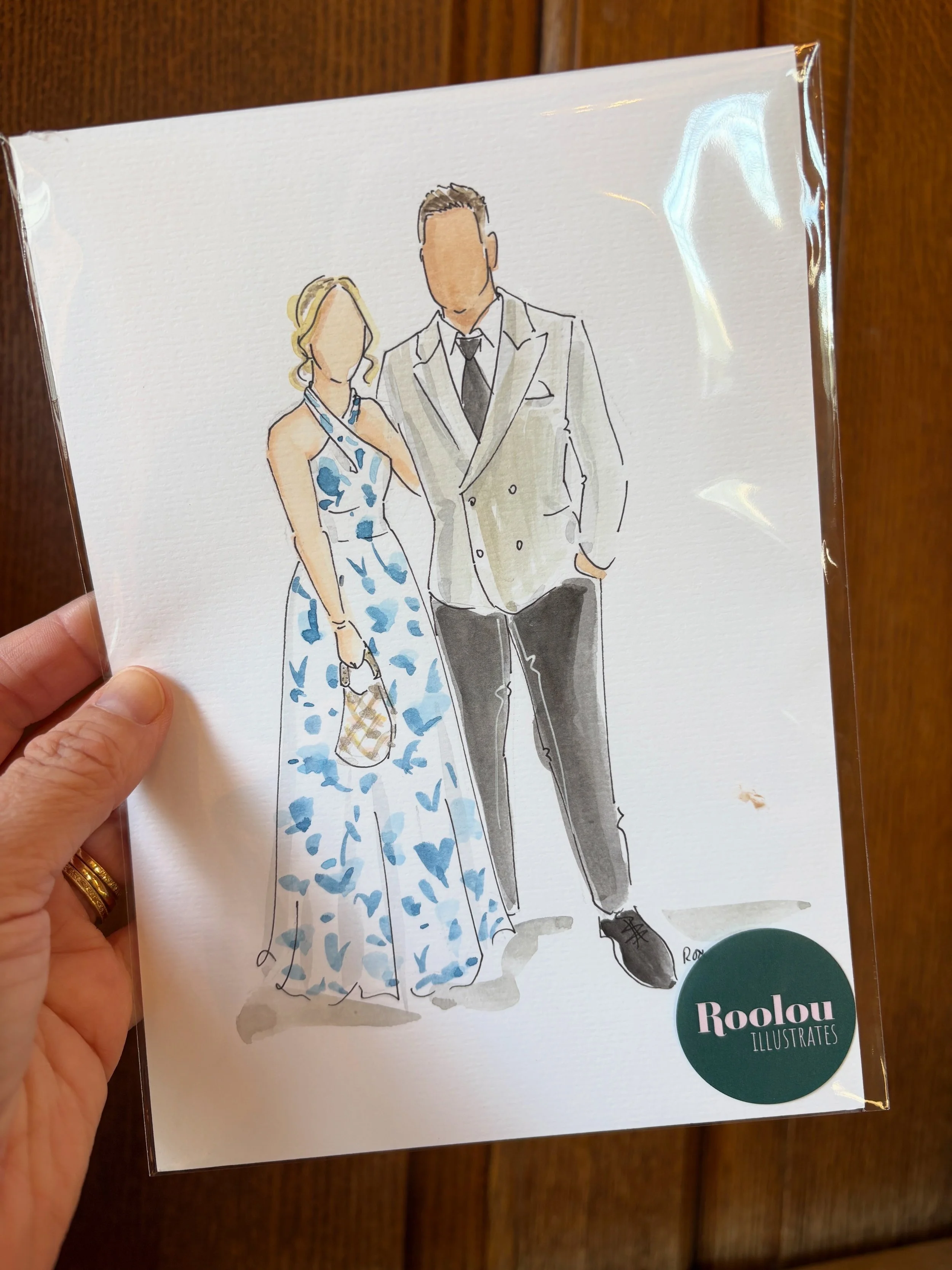 illustrated wedding favour - couple