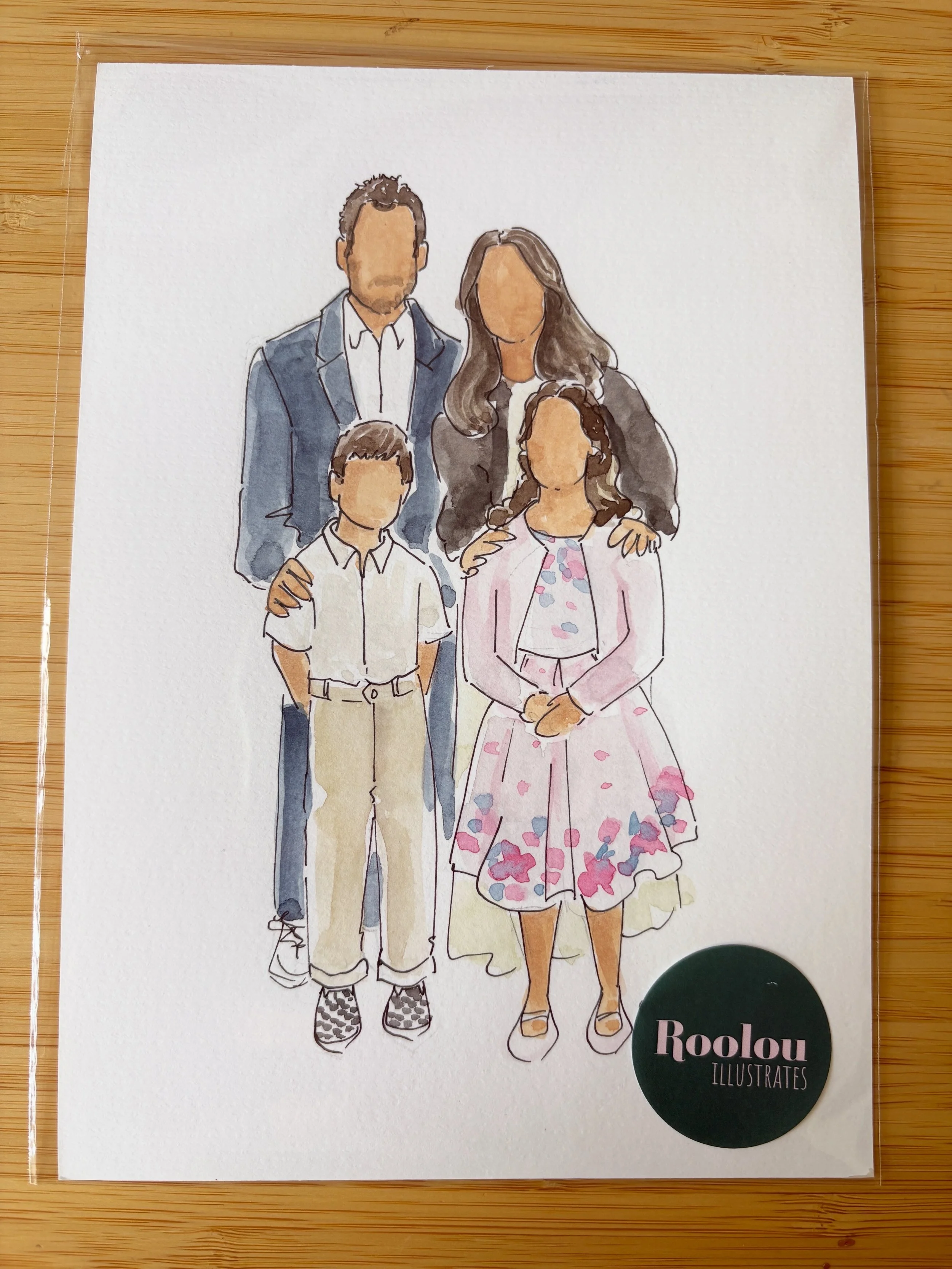 Family portrait in watercolour