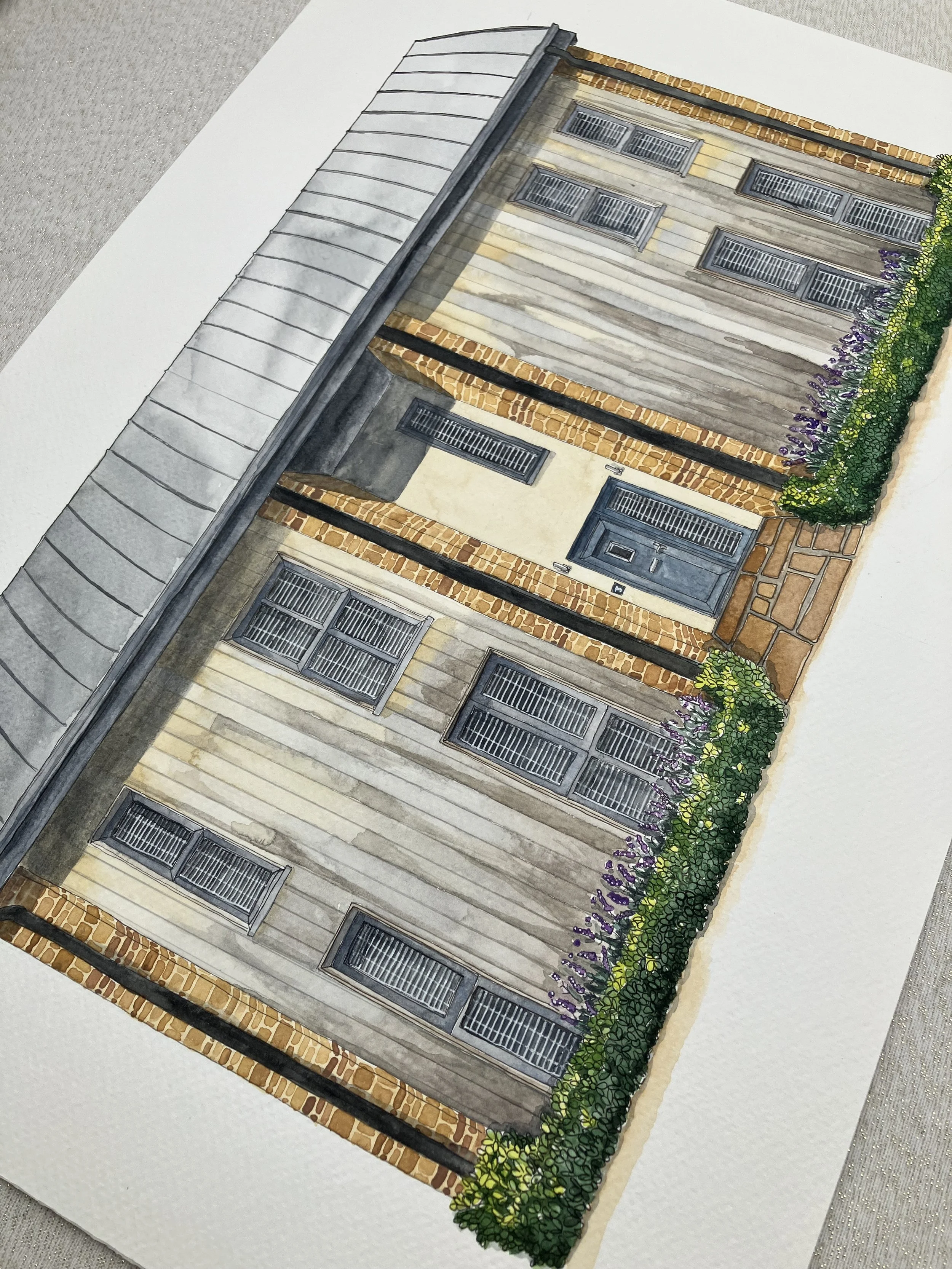 Dutch barn watercolour portrait