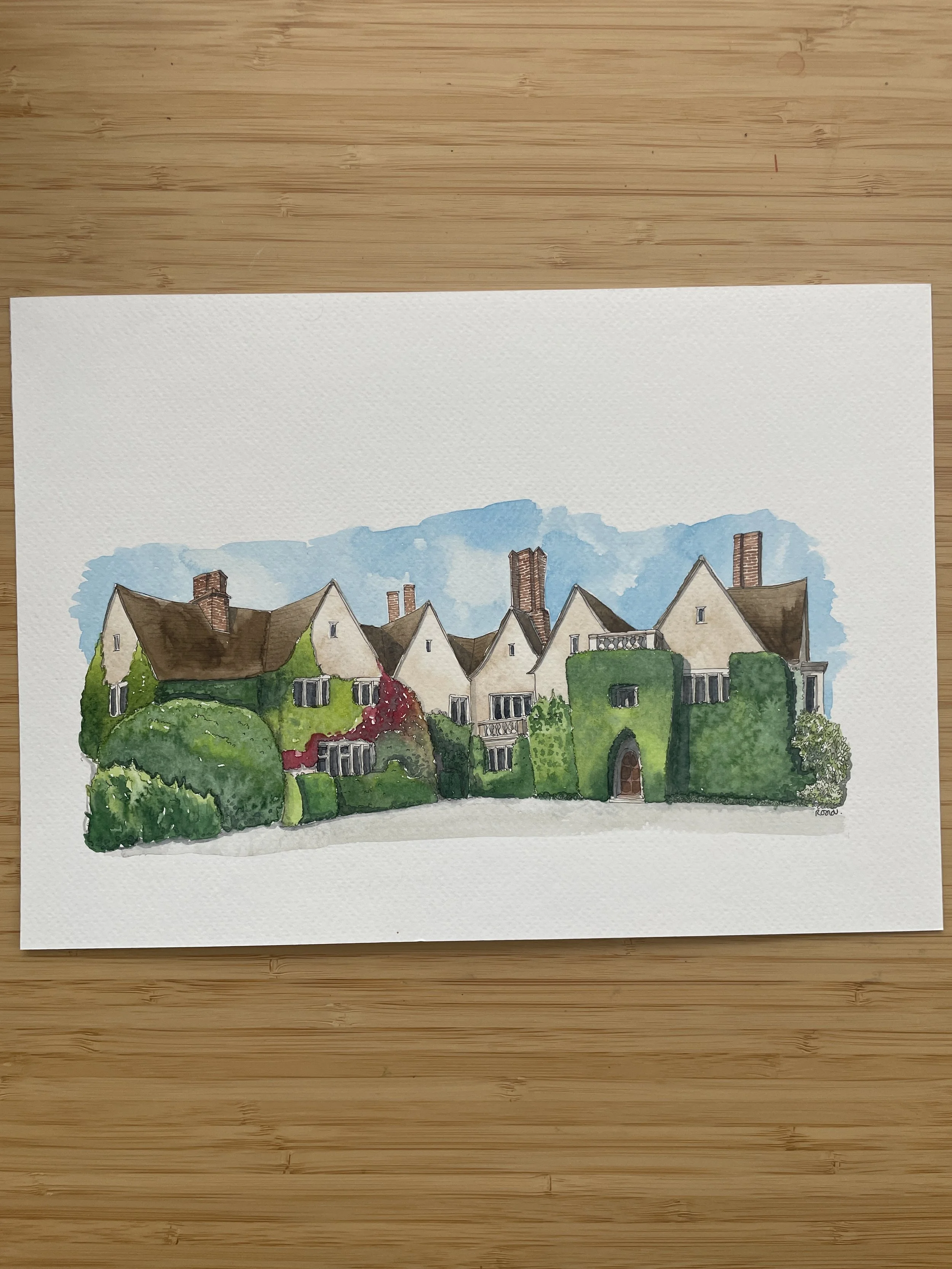 Watercolour painting of mallory court