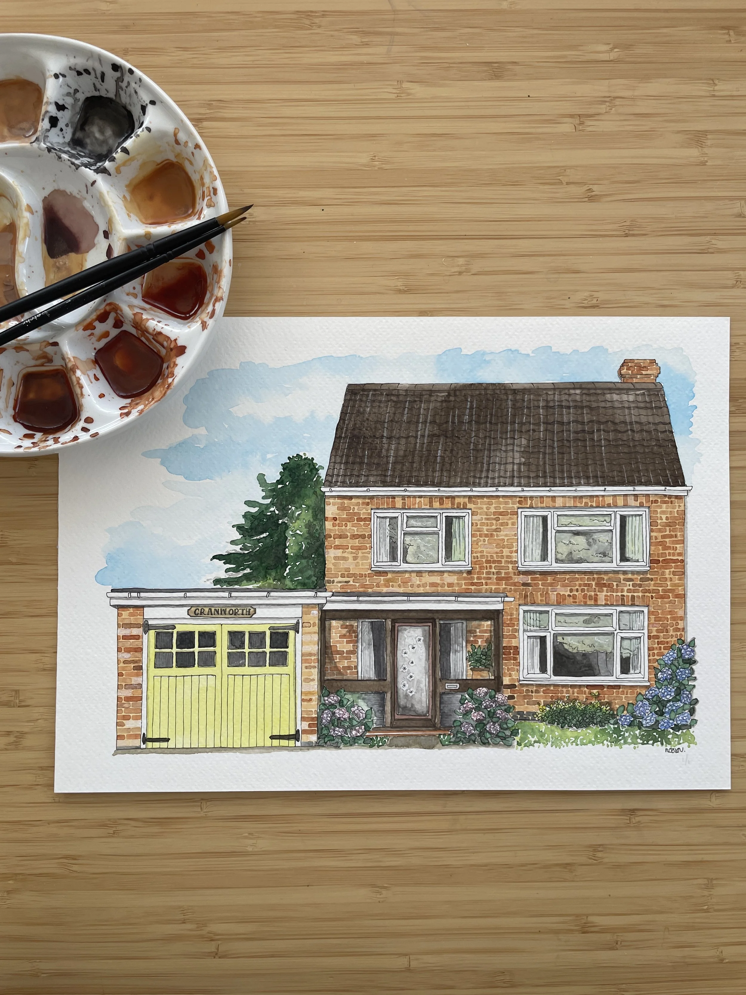 Watercolour house painting 