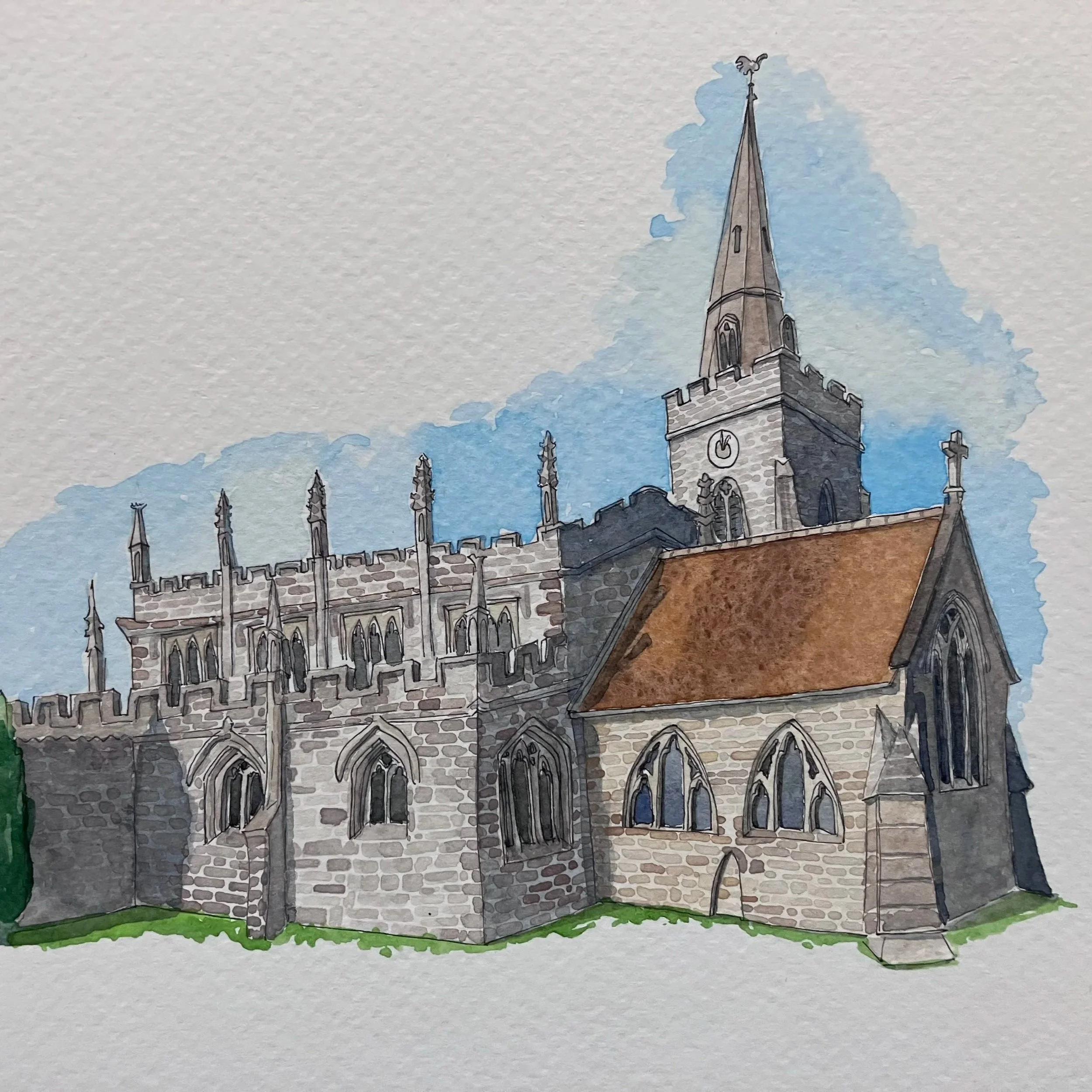 Watercolour church painting 