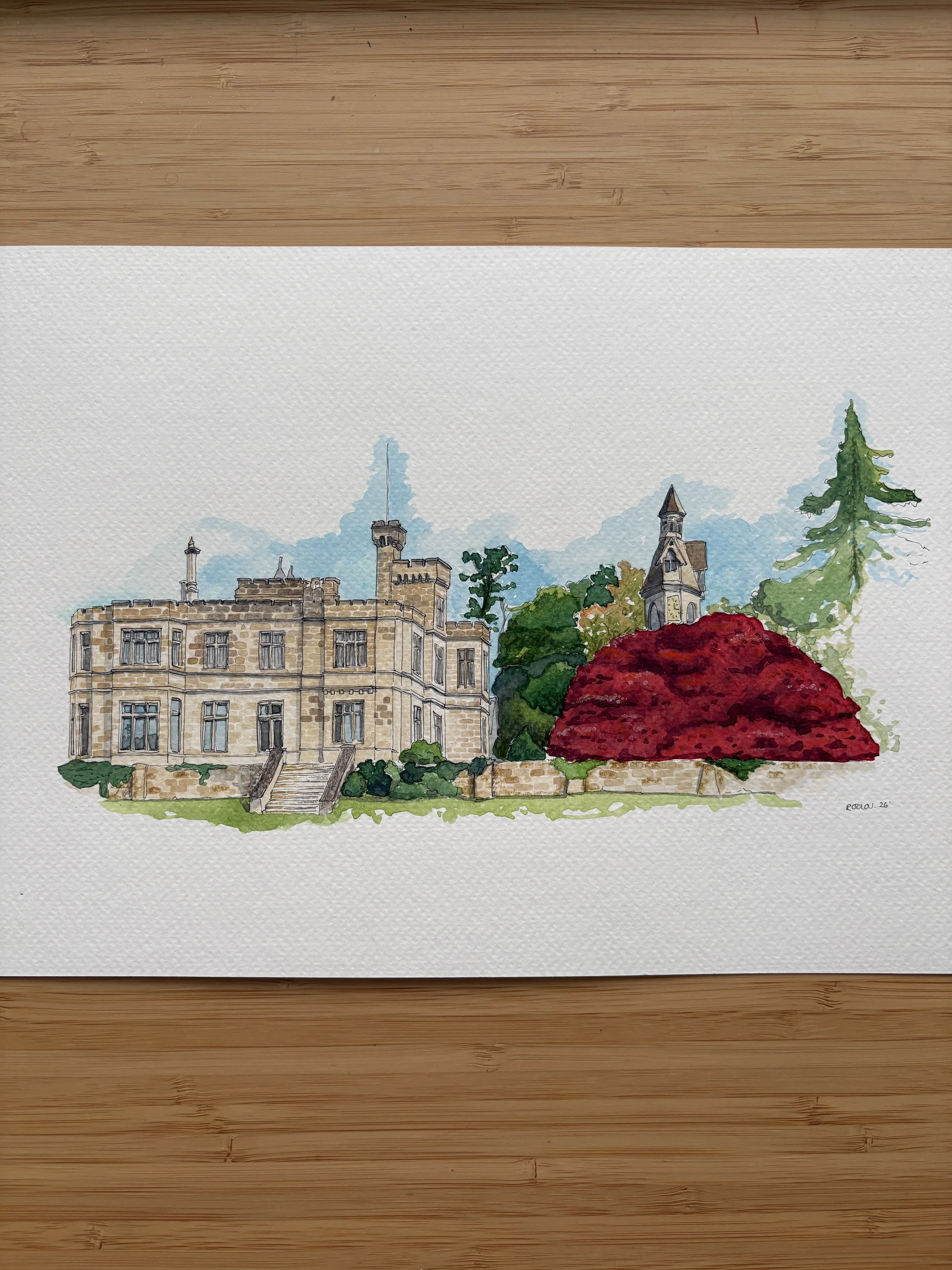 Watercolour painting of Hampton Manor