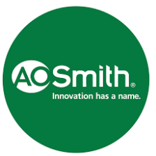 Green circular logo with white text reading 'A Q Smith' and the slogan 'Innovation has a name.'
