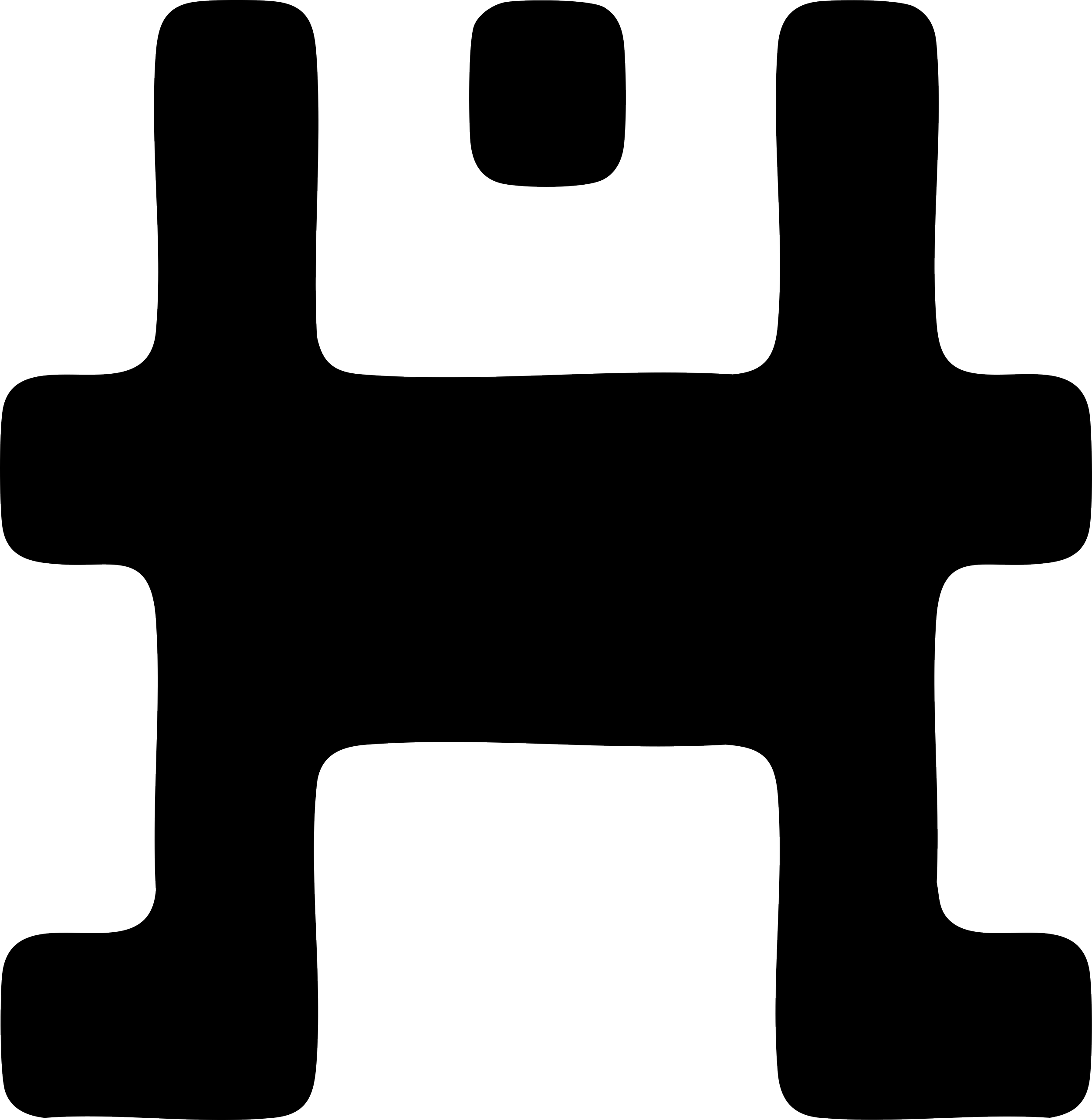 Geometric drawing of an outline square with sections divided by vertical, horizontal, and diagonal lines.