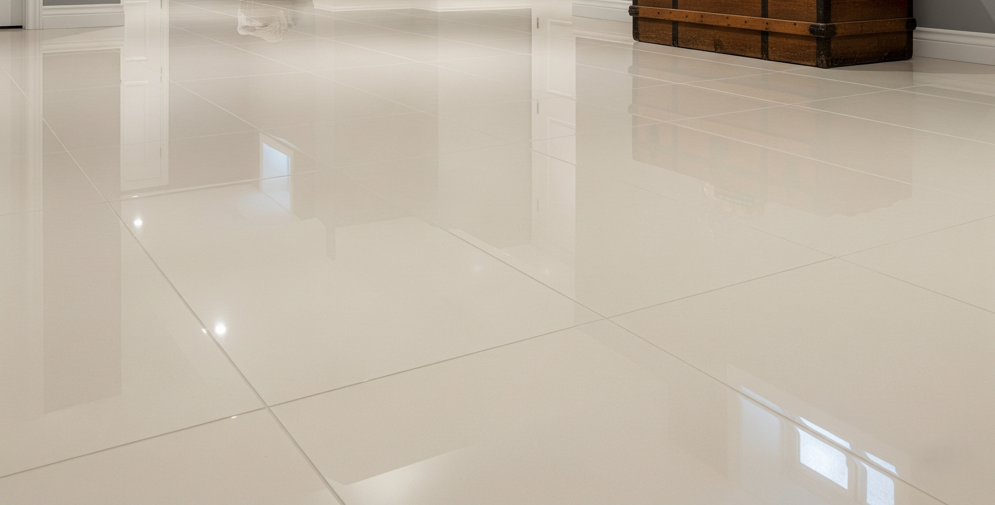 Porcelain tile flooring installation in a King City home.