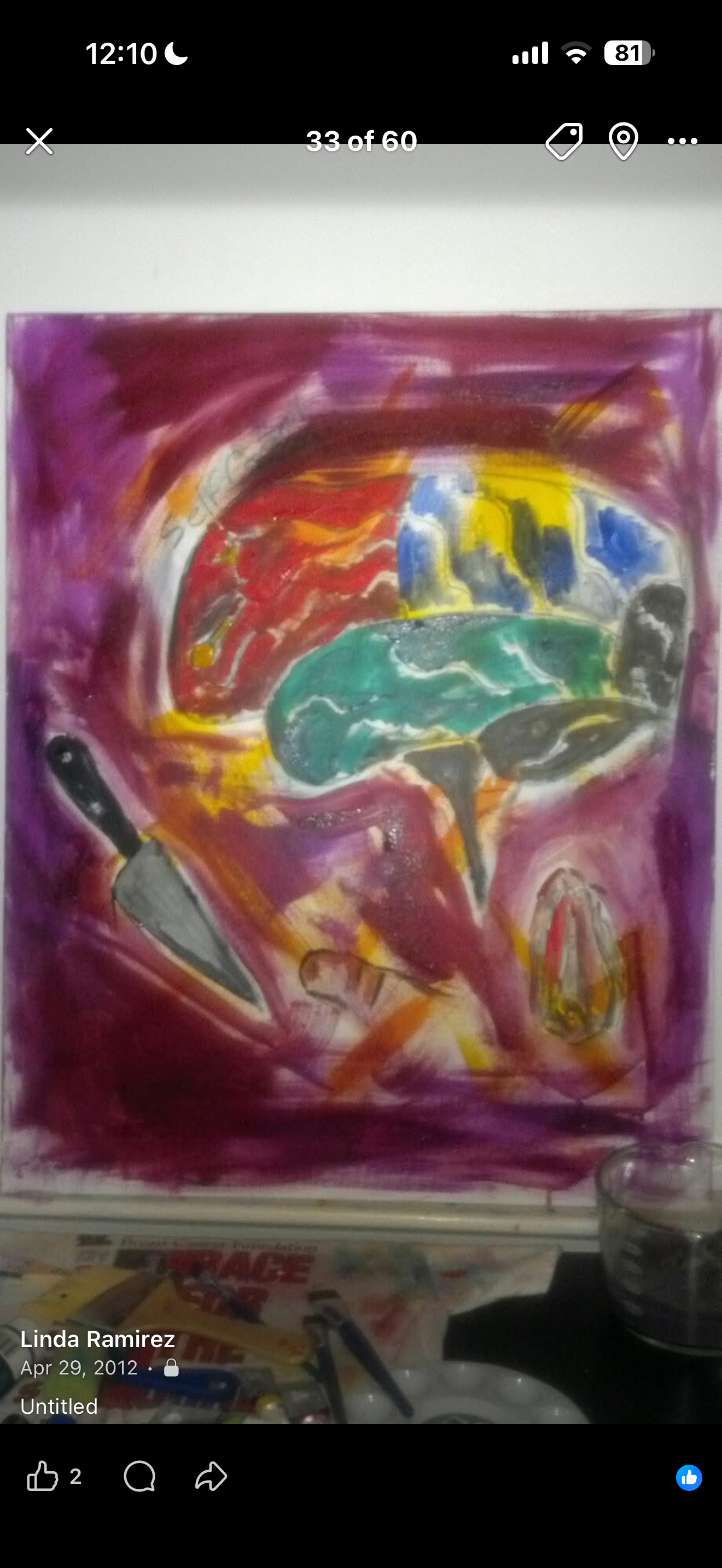 Untitled, 2012
Acrylic on canvas

During this period I was working with darker imagery and darker color relationships, exploring struggle, intimacy, alcohol, and disconnection. The imagery isn’t meant to resolve into one literal narrative. I was inte