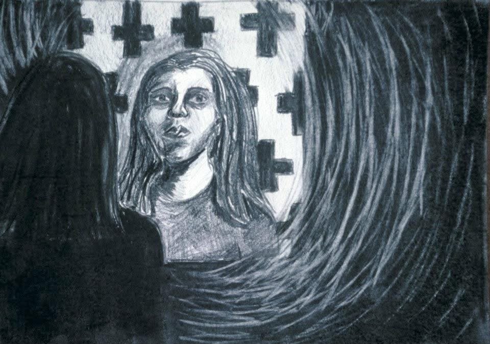 Self-Portrait, c. 1997
Charcoal on paper
Created during a figure drawing course at UNT.

One of our assignments was to create a self-portrait. I worked in charcoal, using smudging and erasure to build the image through shadow and light.

Looking back