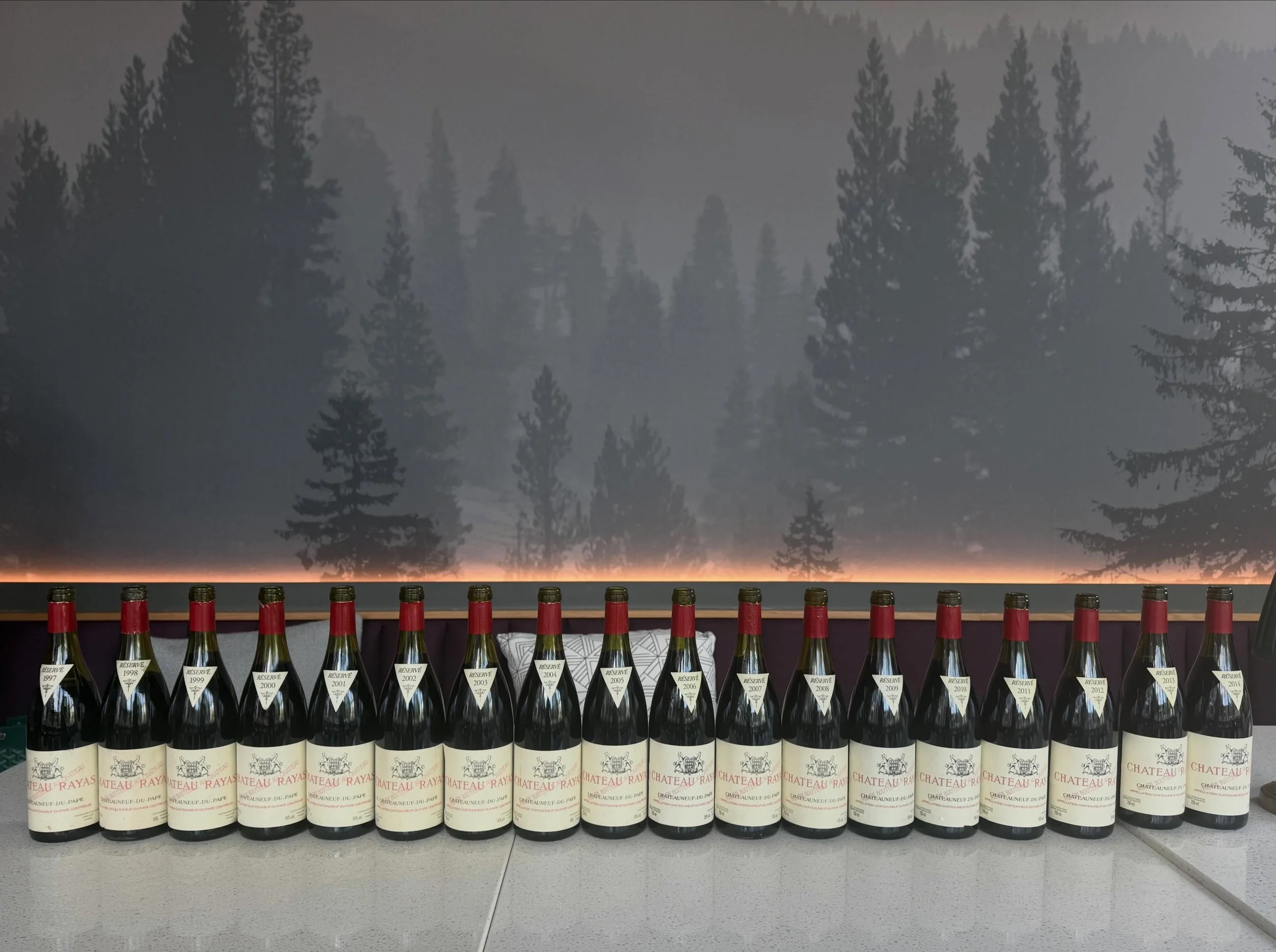 17 vintages of Ch&acirc;teau Rayas.
1997&ndash;2014.

Unlike many traditional Ch&acirc;teauneuf-du-Pape producers, Rayas is planted almost entirely on sandy soils and produced from 100% Grenache, resulting in wines defined more by perfume, texture, a