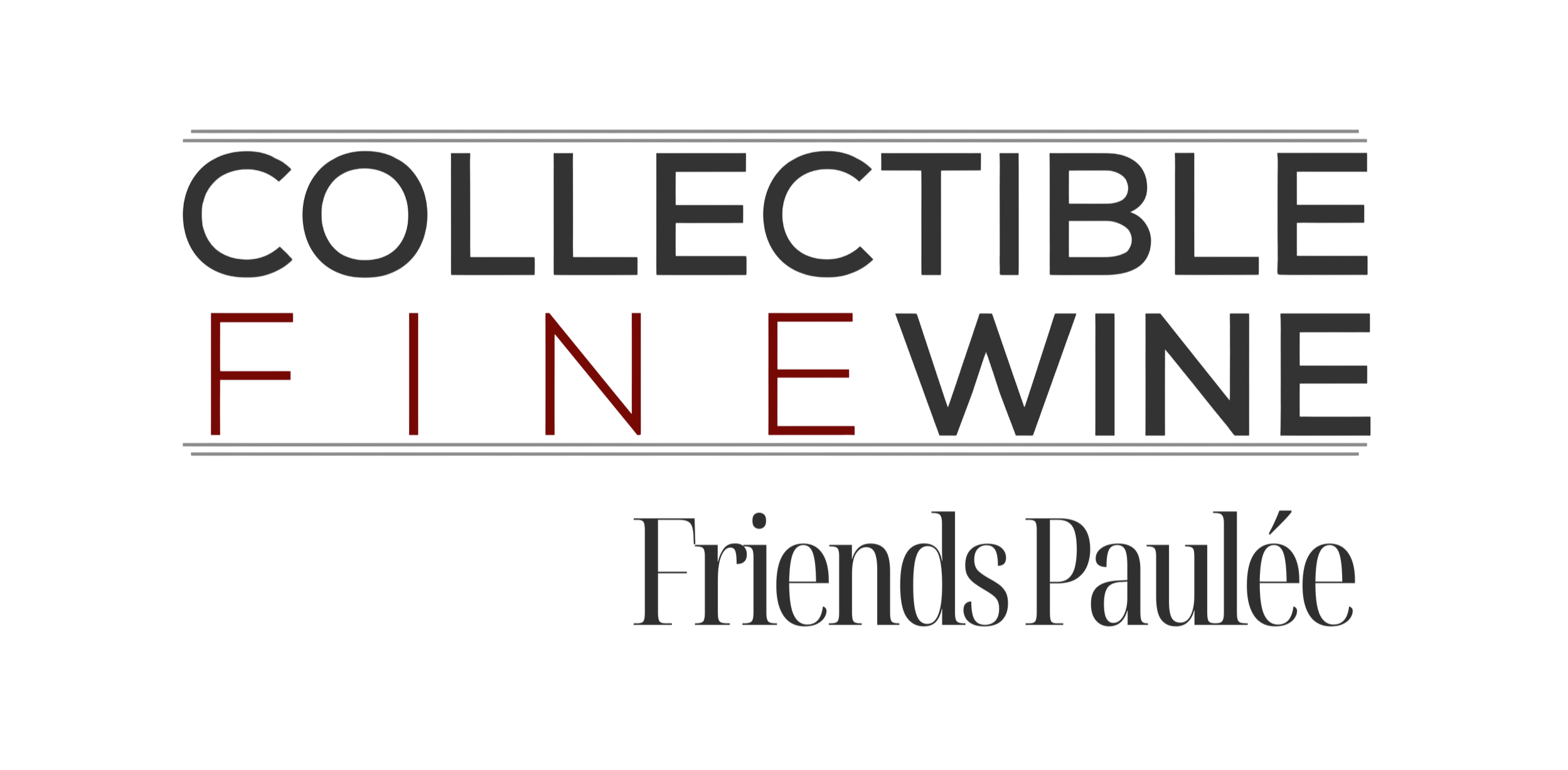 Logo for 'Collectible Wine' with the tagline 'Friends Paulee' in stylized text.