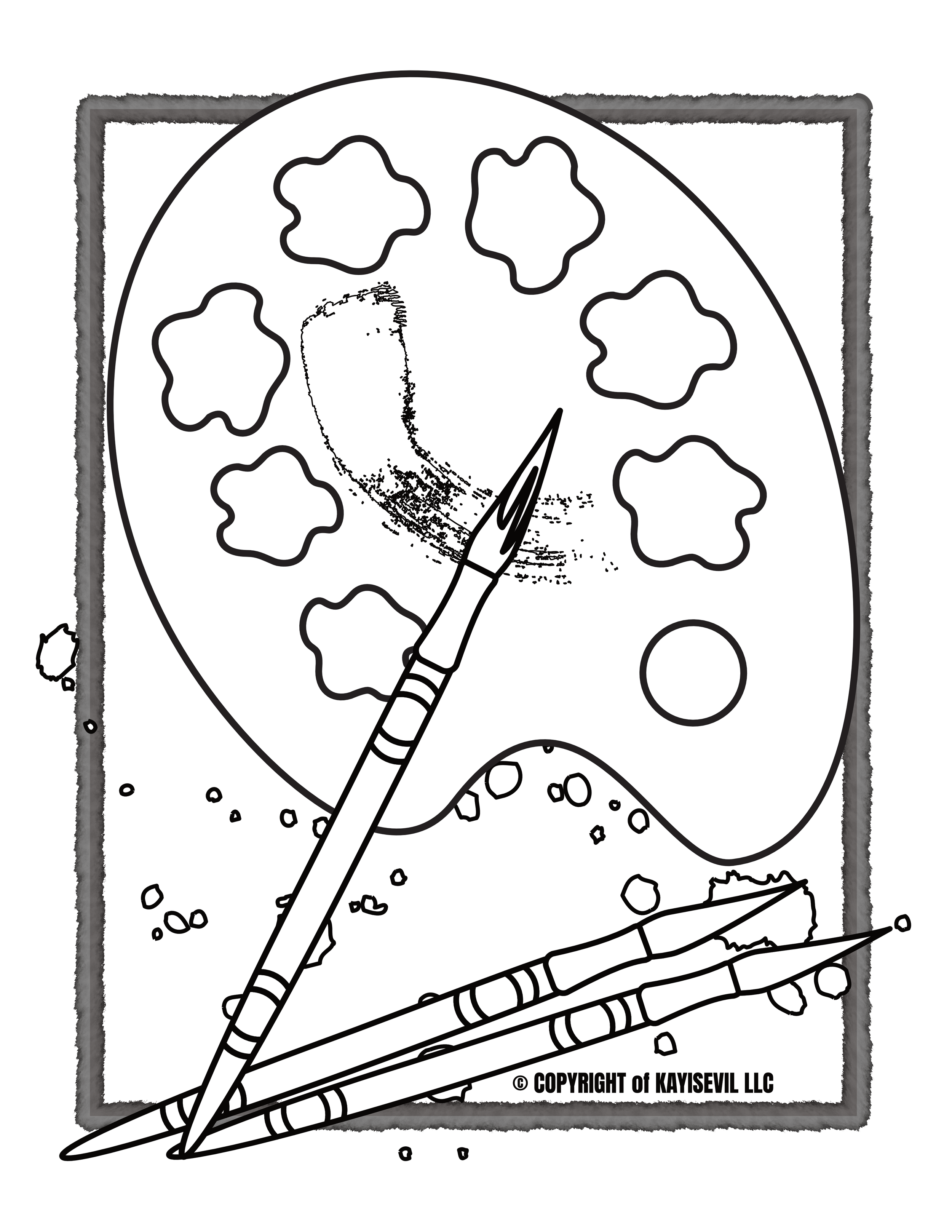 Face Painting pallet & brushes coloring page - FREE