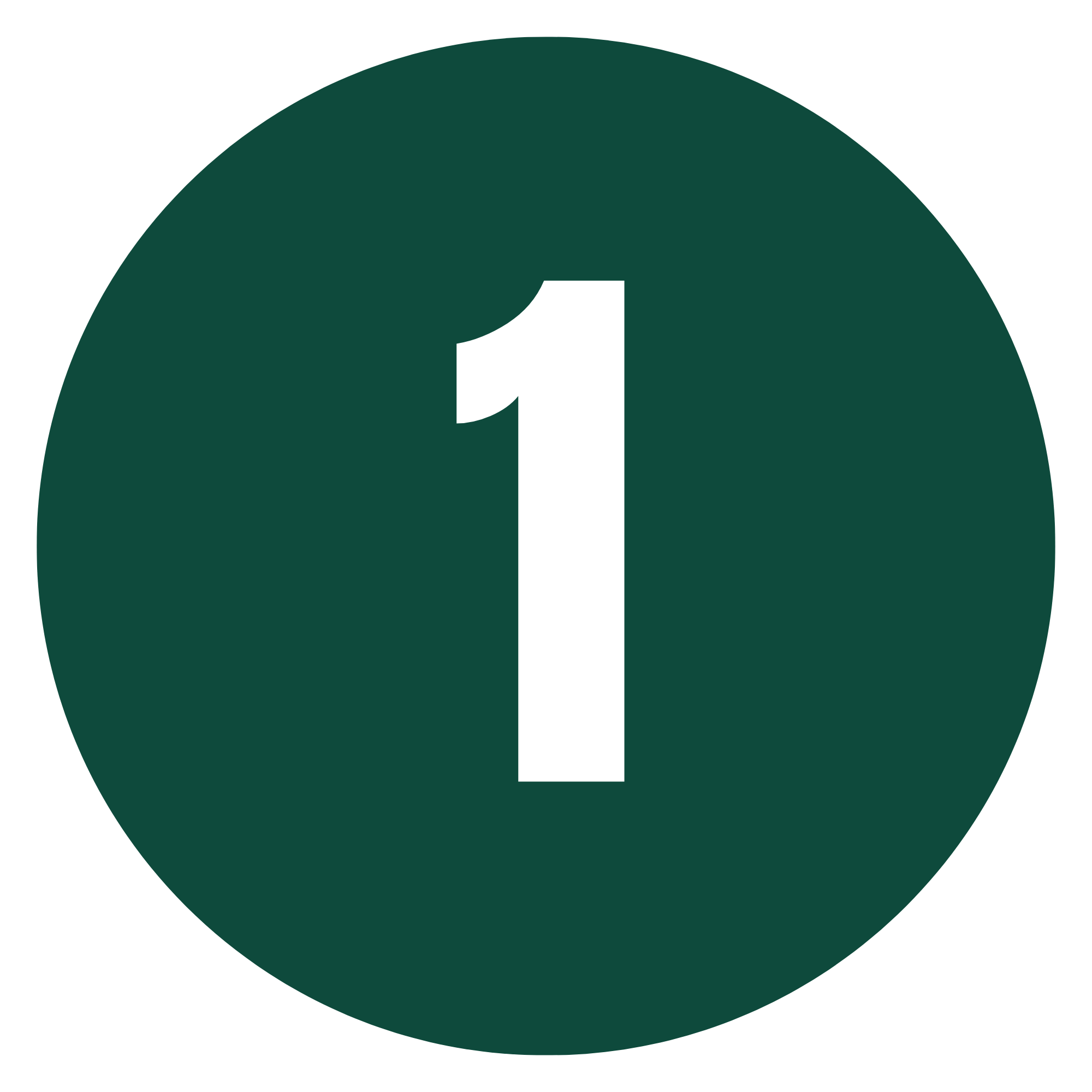 Green circle with a white number 1 in the center.