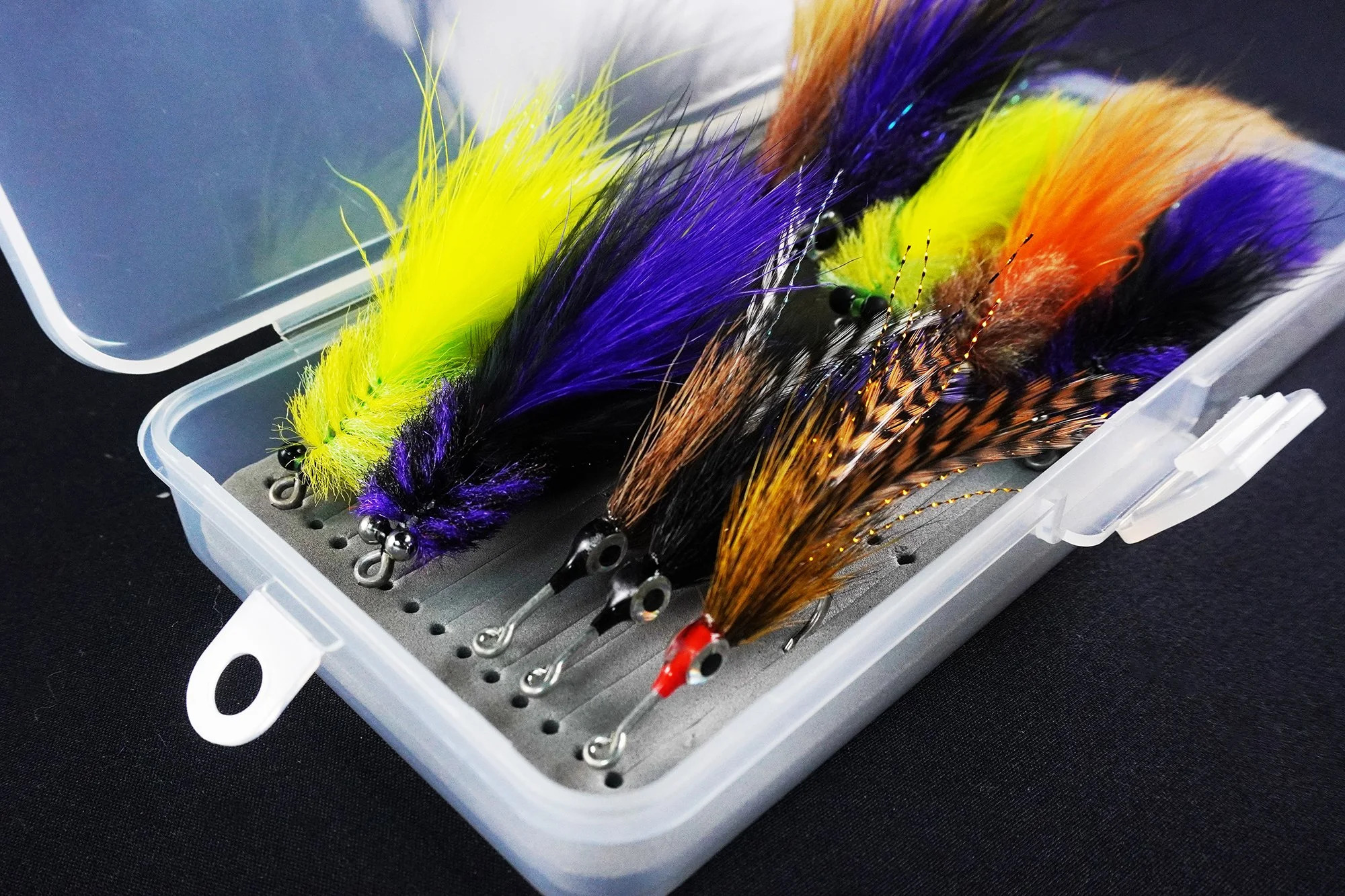 MF Tarpon Roach and Toad fly assortment — 10 tarpon patterns in a fly box