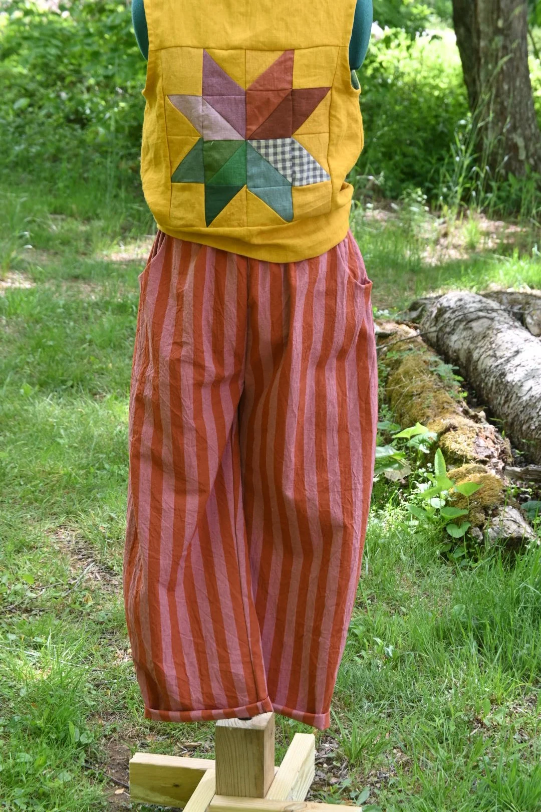 READY TO SHIP - Lantern Trouser - Small - Blush Stripe
