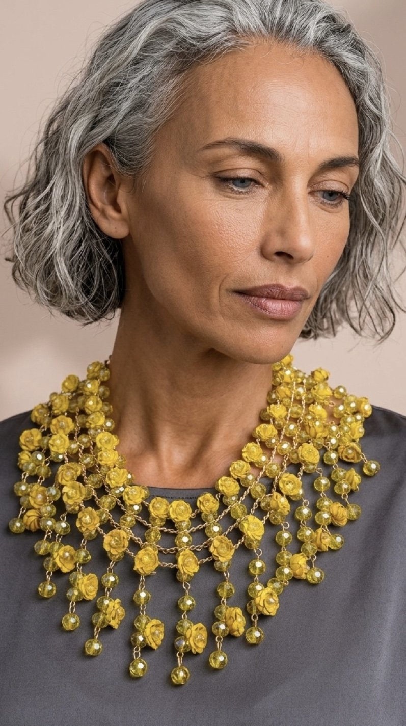 Mexican Yellow Mini Floral Necklace and Earring Set
