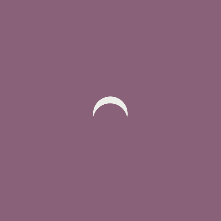 Minimalist illustration of a white crescent moon on a purple background.